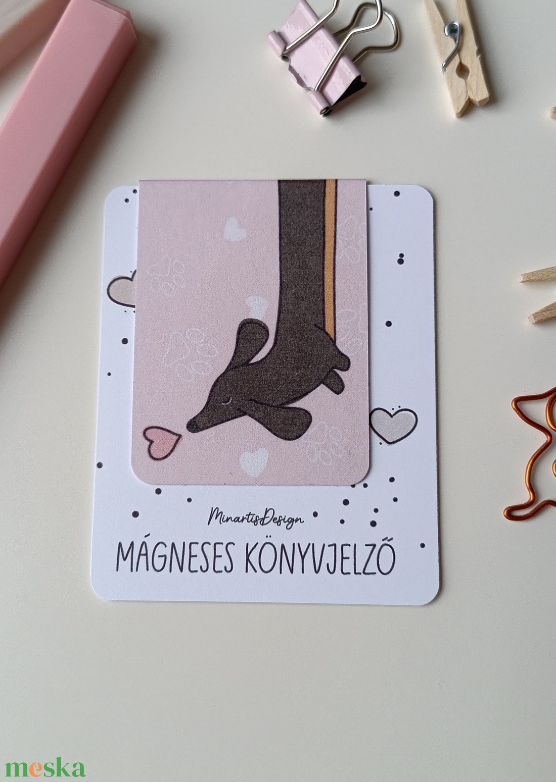 Mágneses könyvjelző - tacskós - könyv & zene - könyvjelző - Meska.hu