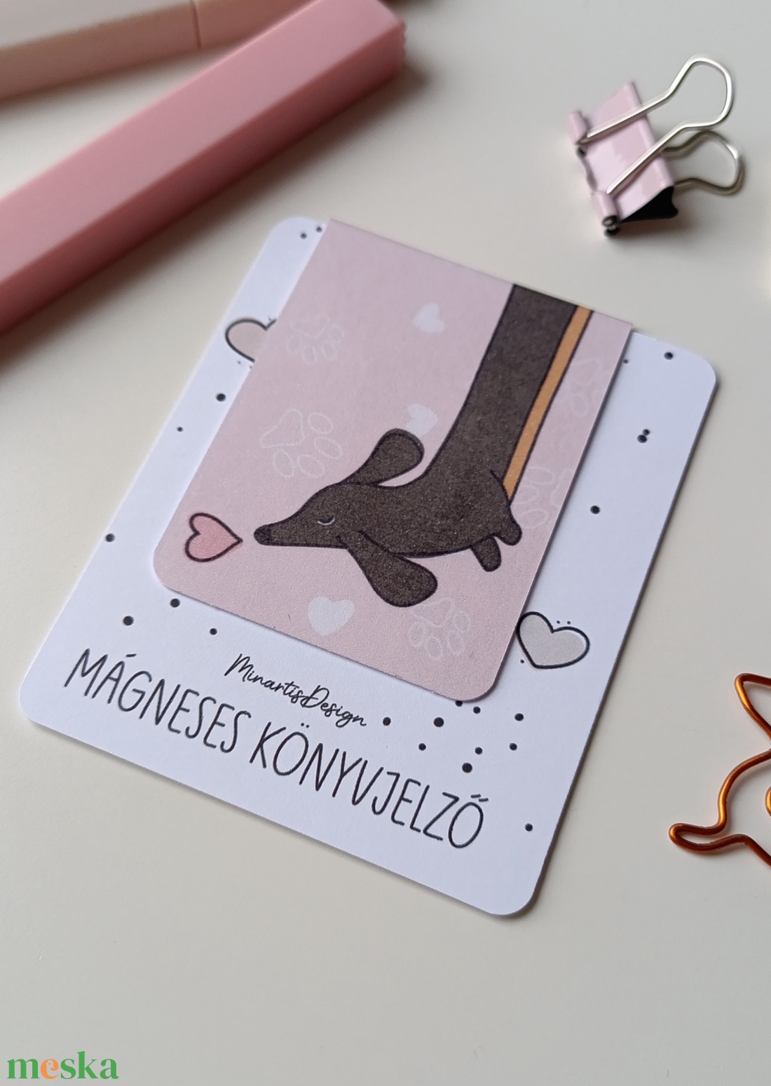 Mágneses könyvjelző - tacskós - könyv & zene - könyvjelző - Meska.hu