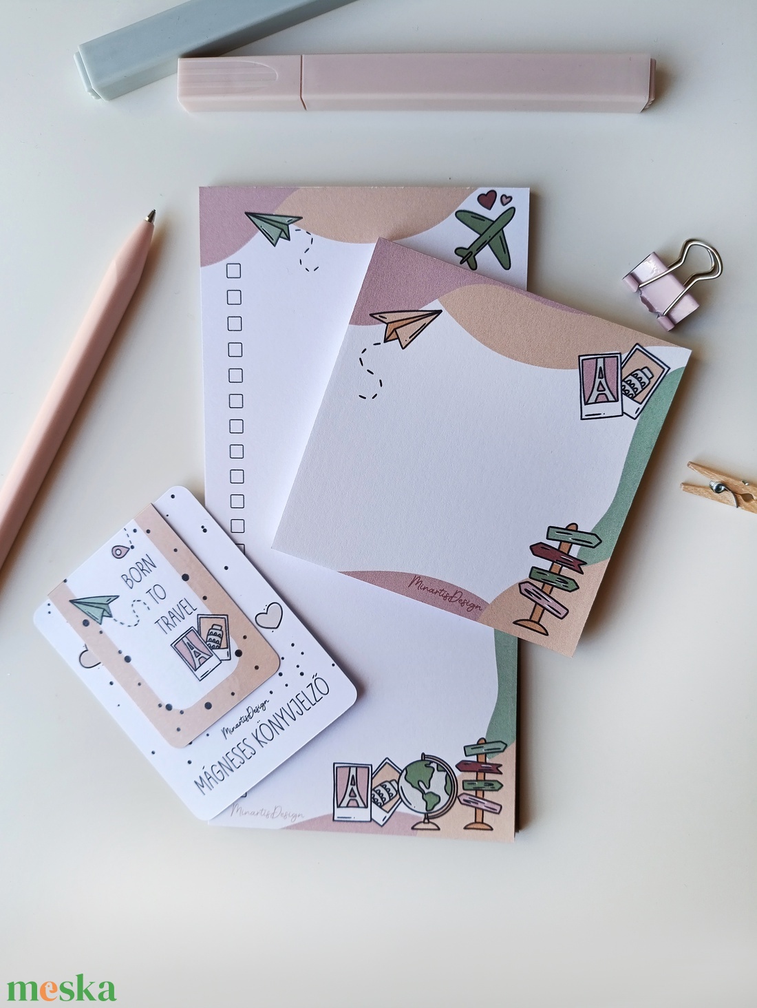 Utazós jegyzettömb szett és könyvjelző - otthon & életmód - papír, írószer - jegyzetfüzet & napló - Meska.hu