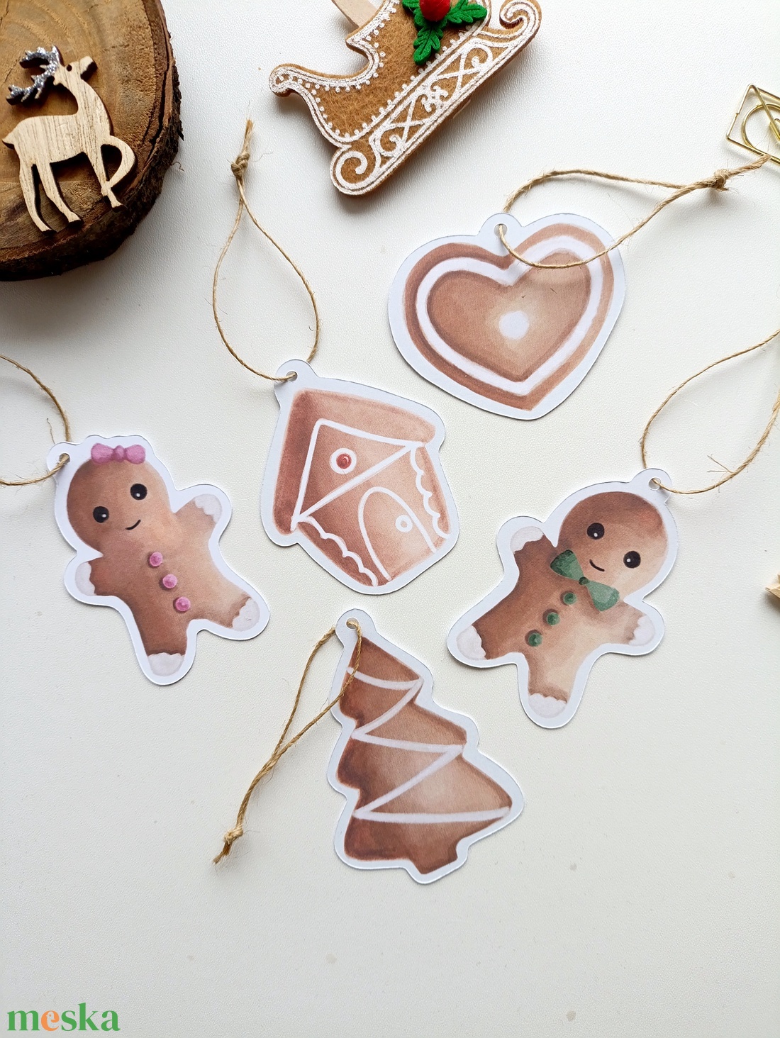 Mézeskalács ajándékkísérő kártyák - 5 db - otthon & életmód - papír, írószer - ajándékozás kellékei - ajándékkísérő - Meska.hu