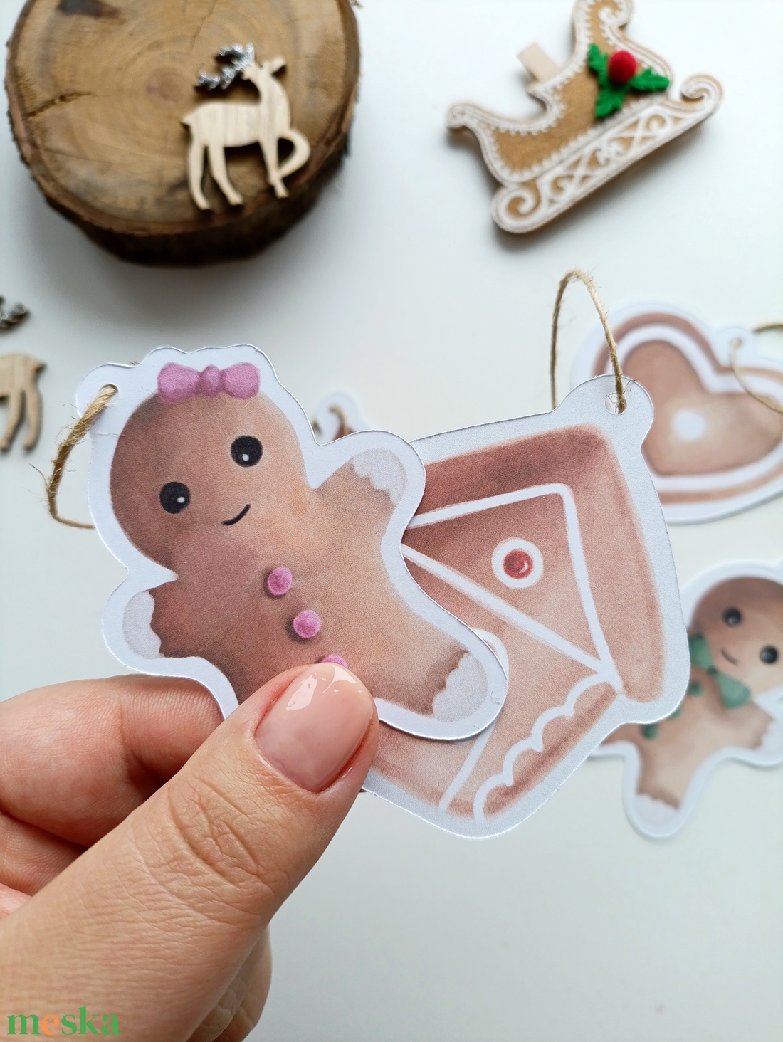 Mézeskalács ajándékkísérő kártyák - 5 db - otthon & életmód - papír, írószer - ajándékozás kellékei - ajándékkísérő - Meska.hu