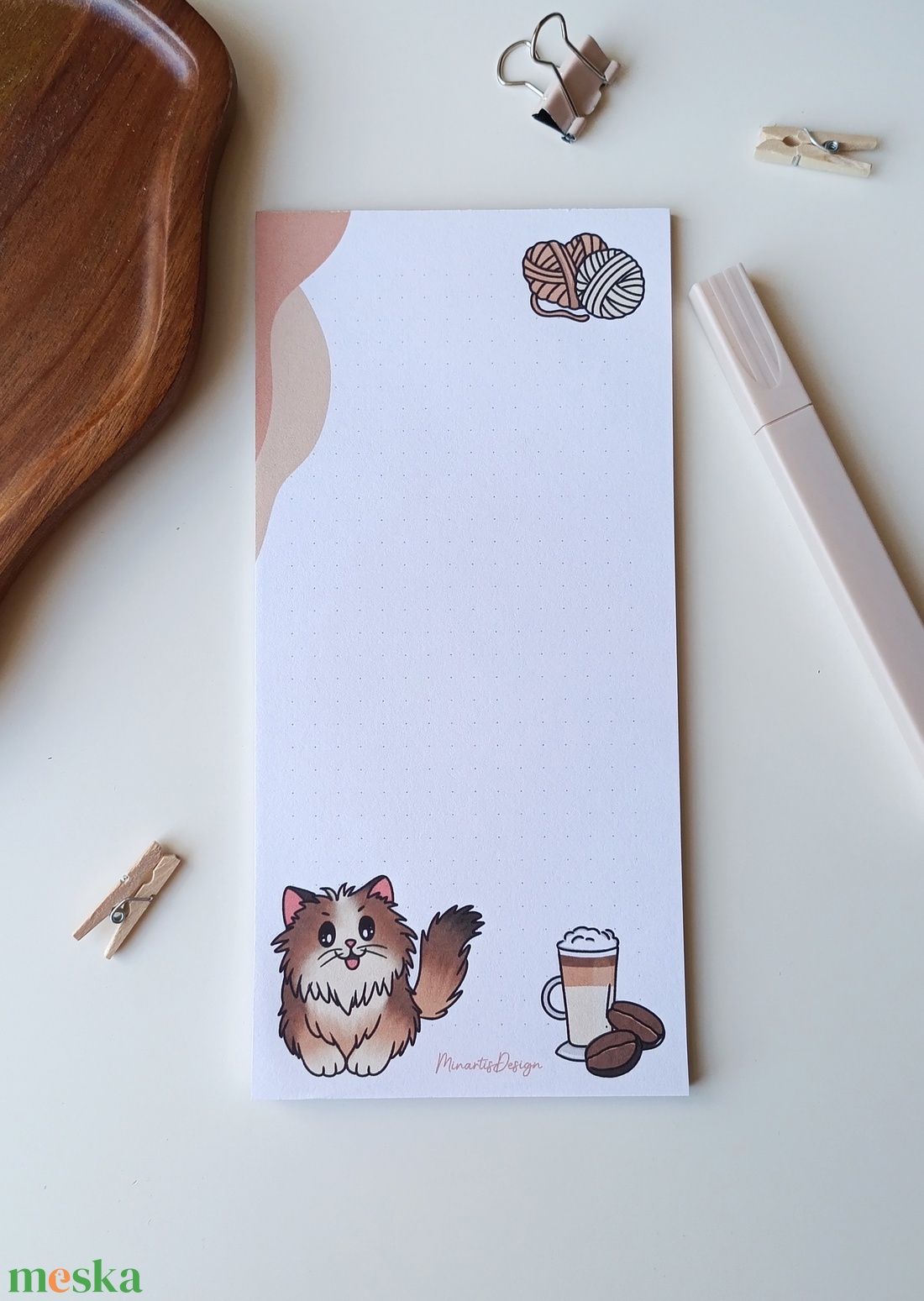  Cicás, kávés gombolyagos jegyzettömb  - otthon & életmód - papír, írószer - jegyzetfüzet & napló - Meska.hu