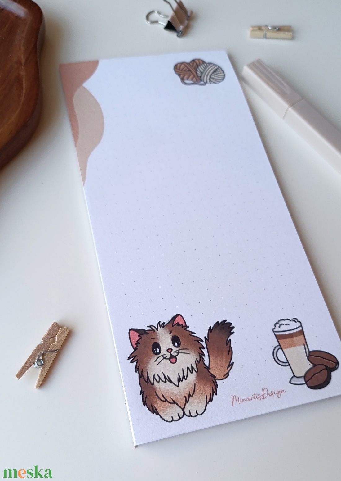  Cicás, kávés gombolyagos jegyzettömb  - otthon & életmód - papír, írószer - jegyzetfüzet & napló - Meska.hu