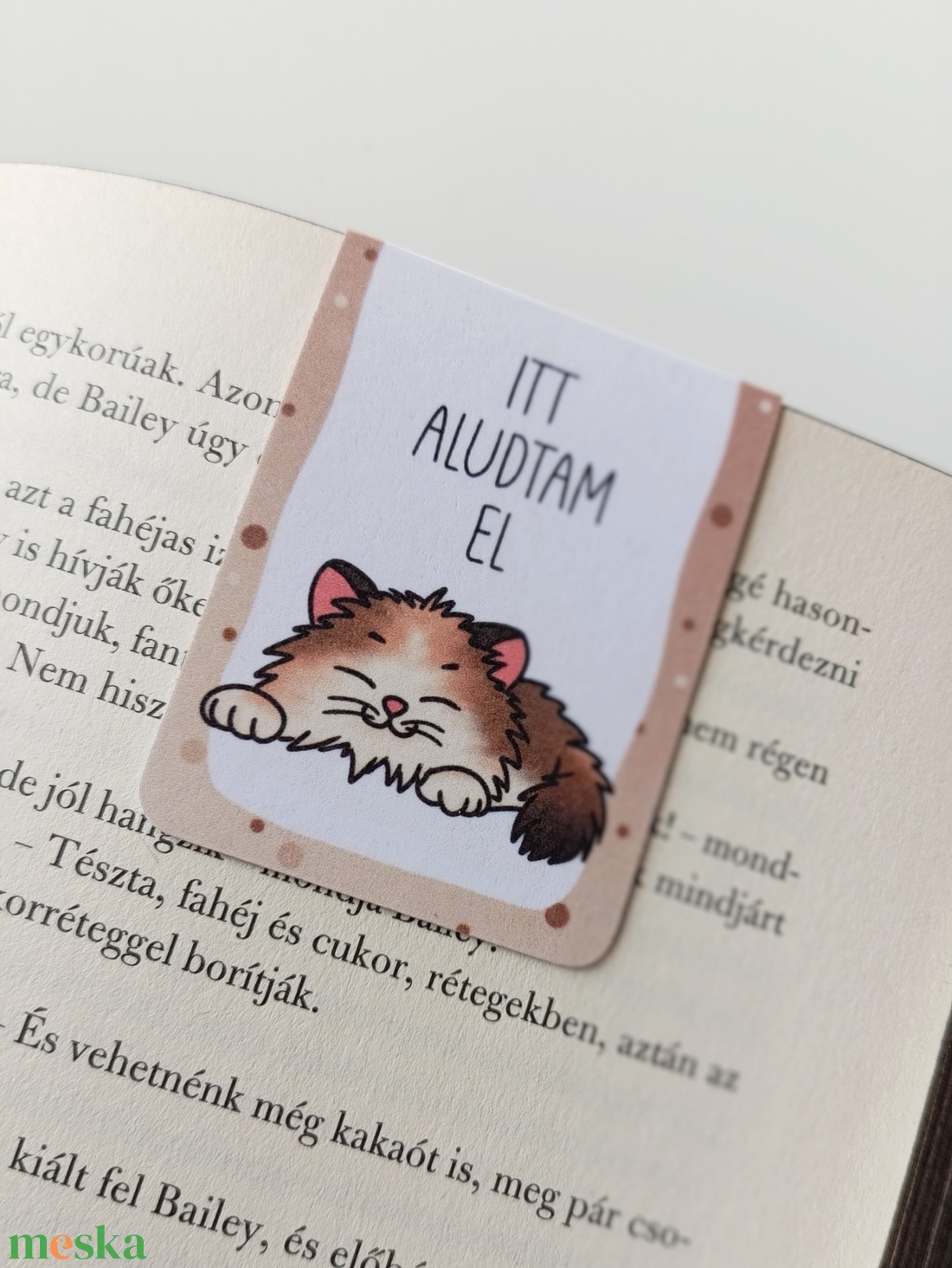 Mágneses könyvjelző - cicás, itt aludtam el - könyv & zene - könyvjelző - Meska.hu