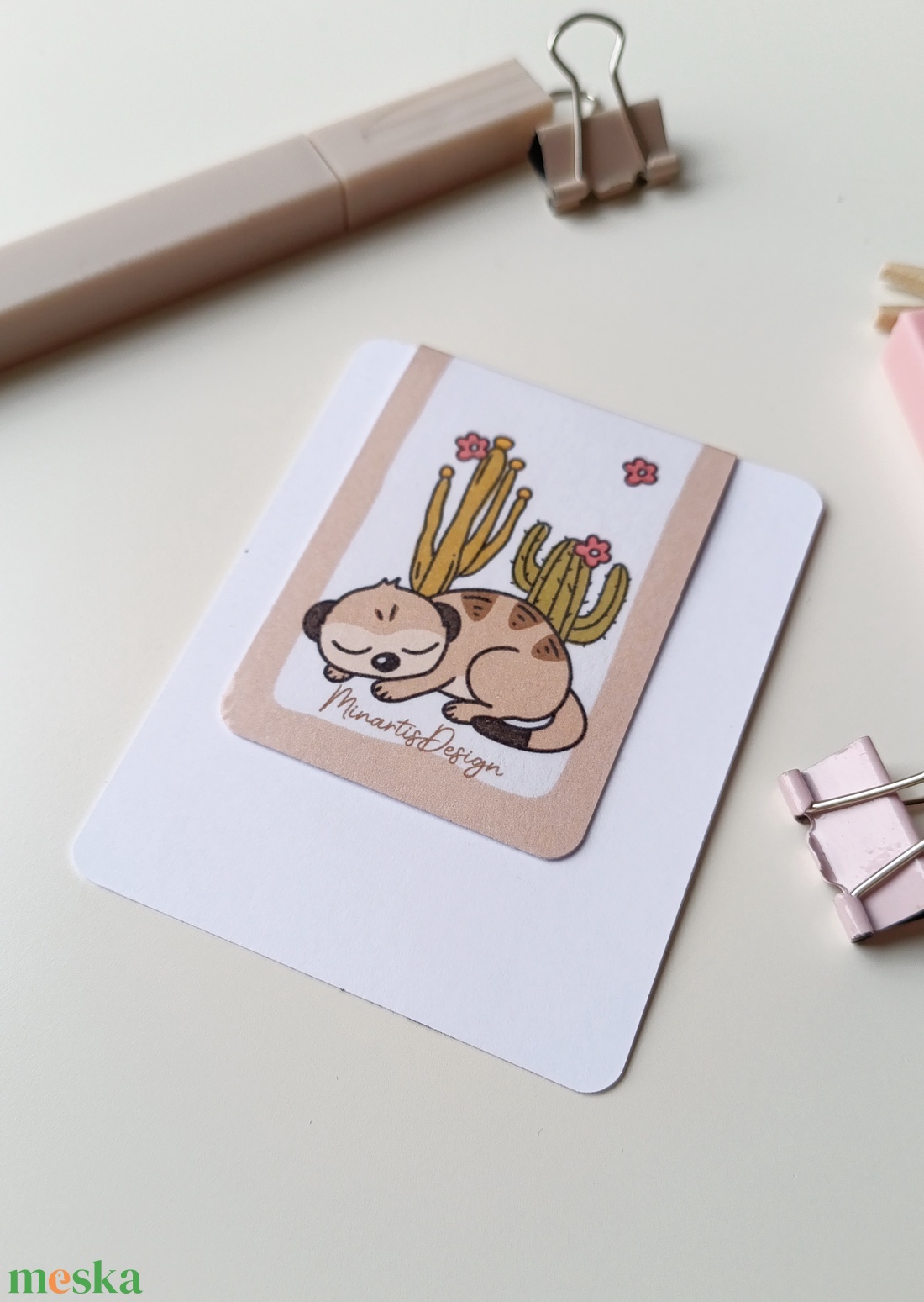 Mágneses könyvjelző - szurikáta, itt aludtam el - könyv & zene - könyvjelző - Meska.hu