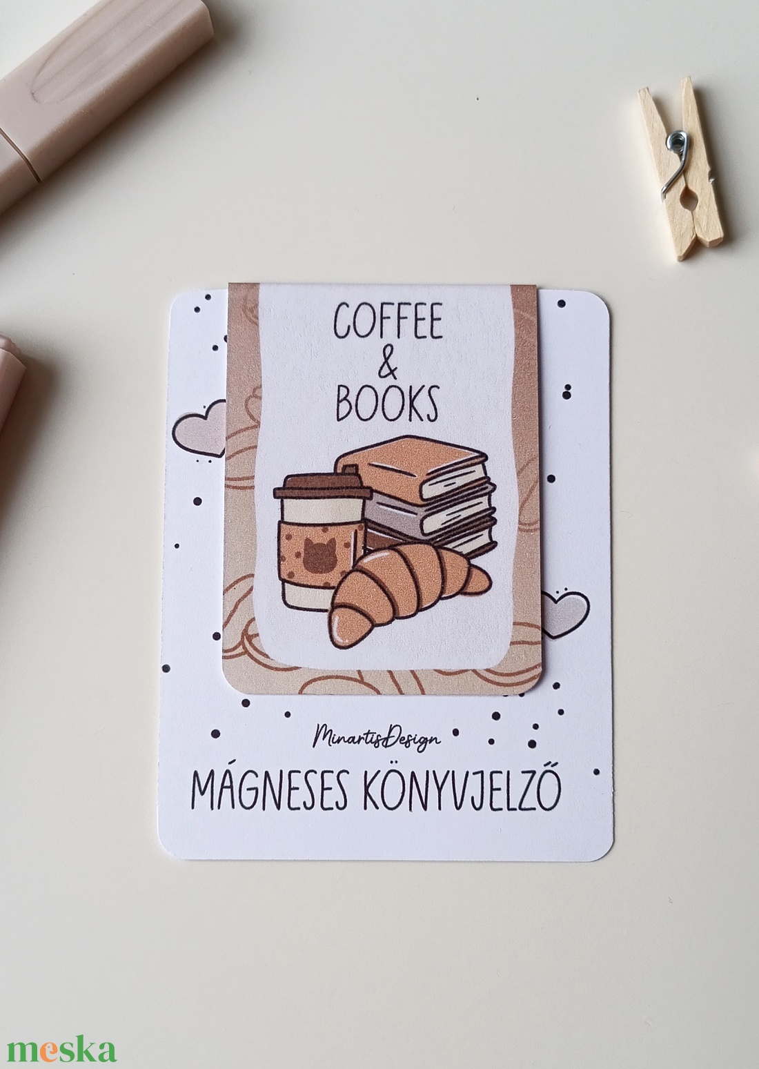 Mágneses könyvjelző - kávémánia - könyv & zene - könyvjelző - Meska.hu