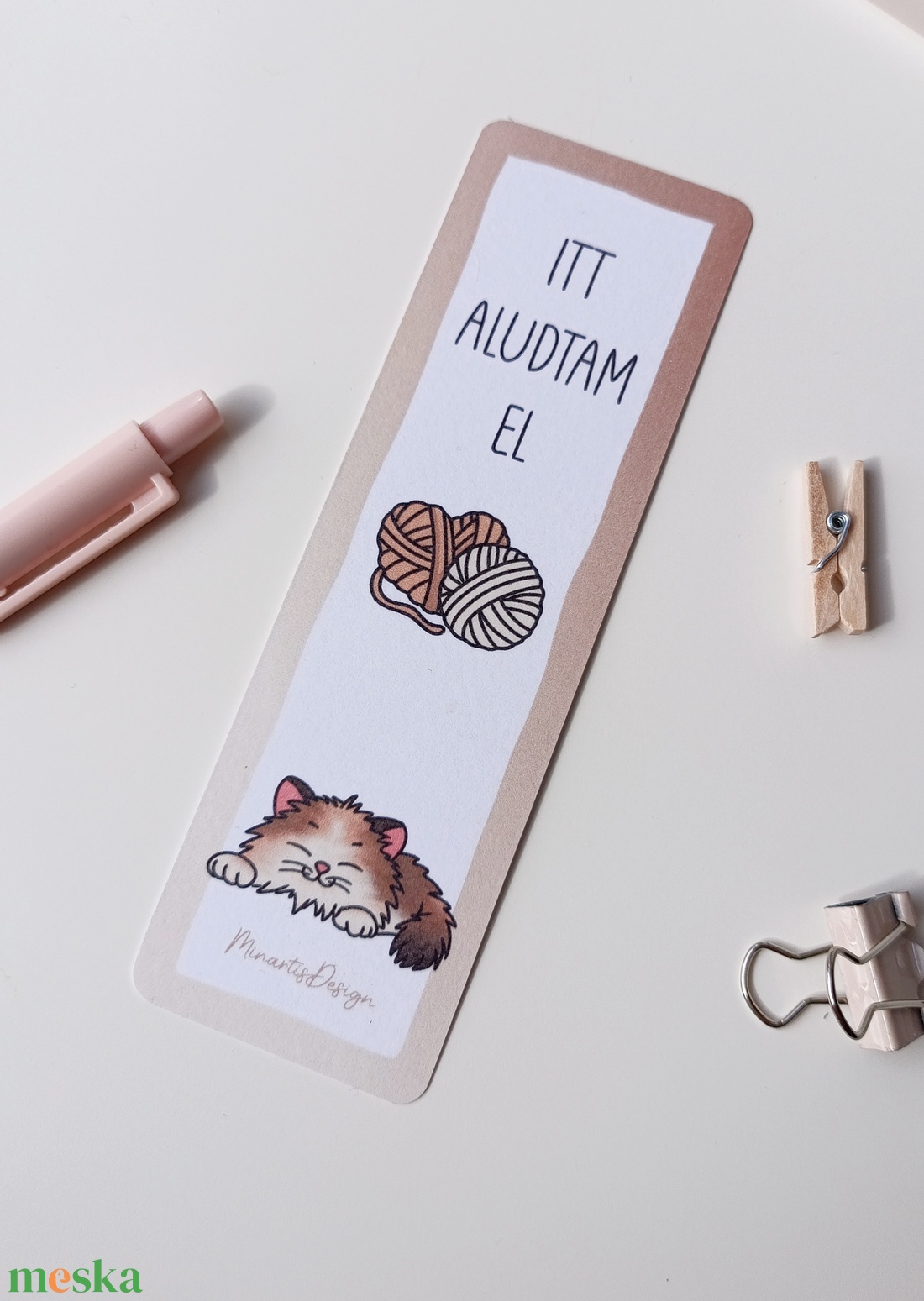 Cicás könyvjelző - itt aludtam el - könyv & zene - könyvjelző - Meska.hu