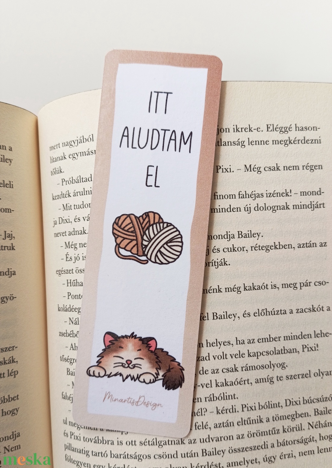 Cicás könyvjelző - itt aludtam el - könyv & zene - könyvjelző - Meska.hu