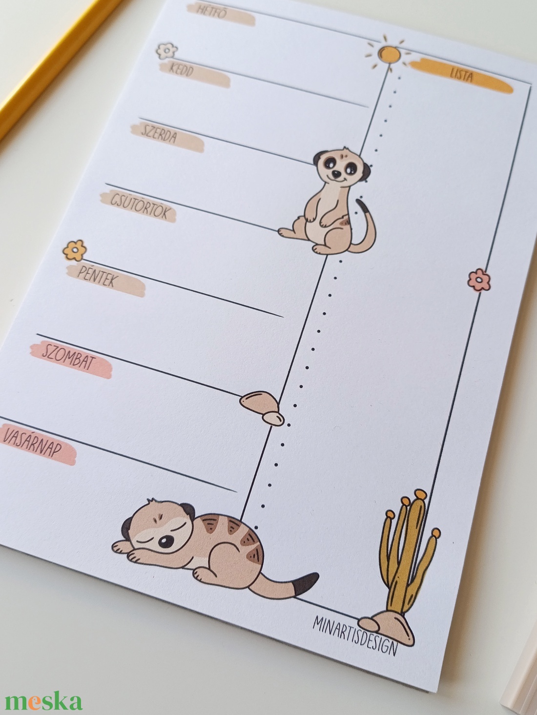 Heti tervező tömb - szurikáta - otthon & életmód - papír, írószer - jegyzetfüzet & napló - Meska.hu