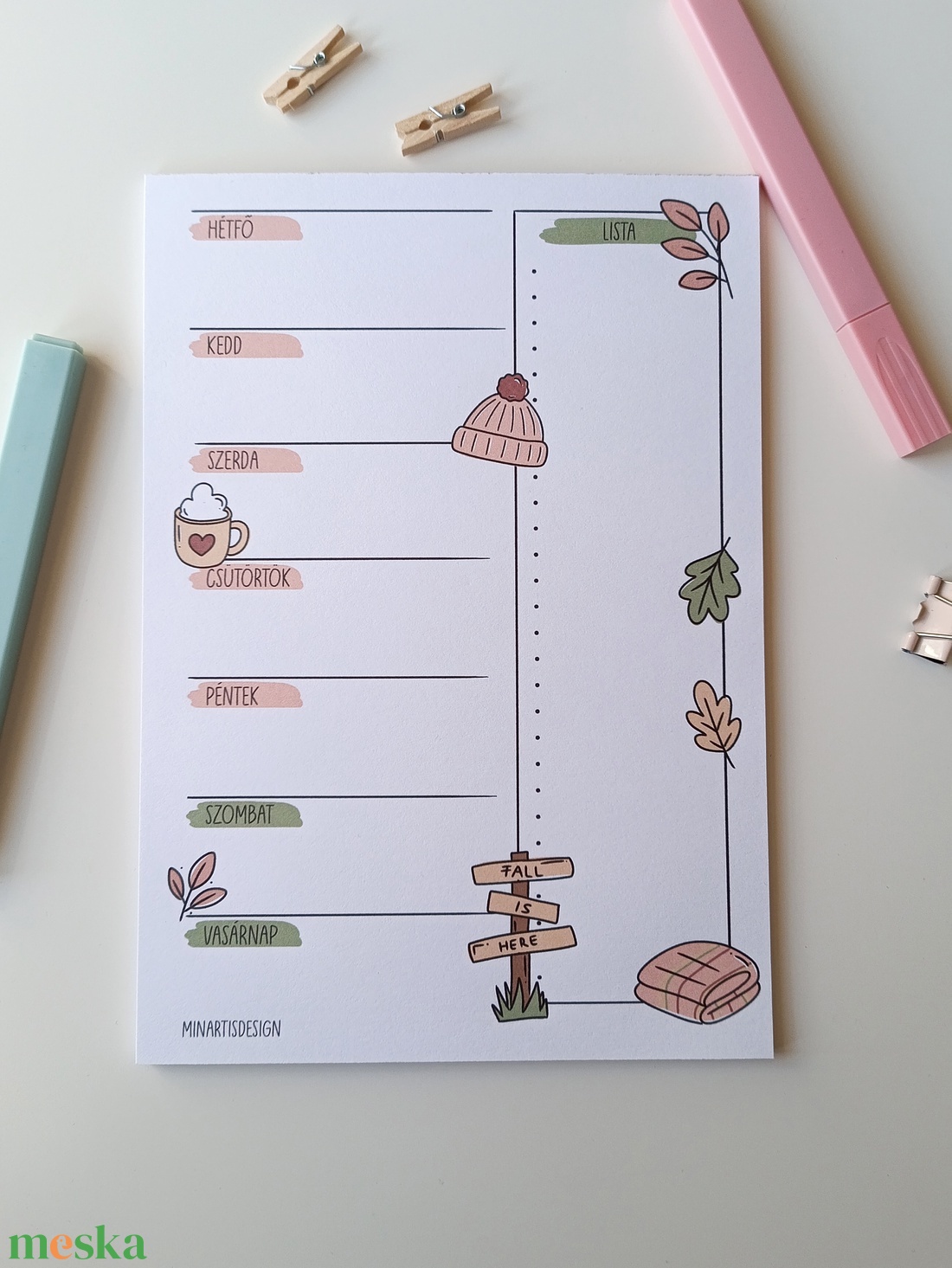 Heti tervező tömb - őszi kirándulás - otthon & életmód - papír, írószer - jegyzetfüzet & napló - Meska.hu