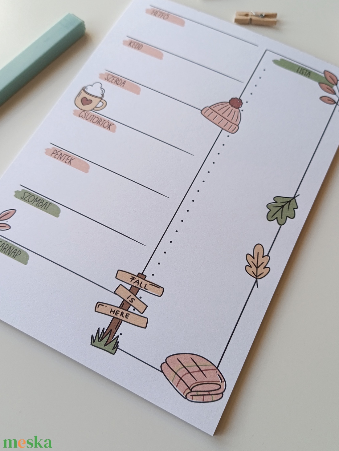 Heti tervező tömb - őszi kirándulás - otthon & életmód - papír, írószer - jegyzetfüzet & napló - Meska.hu