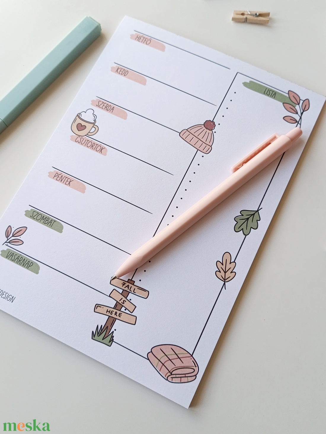 Heti tervező tömb - őszi kirándulás - otthon & életmód - papír, írószer - jegyzetfüzet & napló - Meska.hu