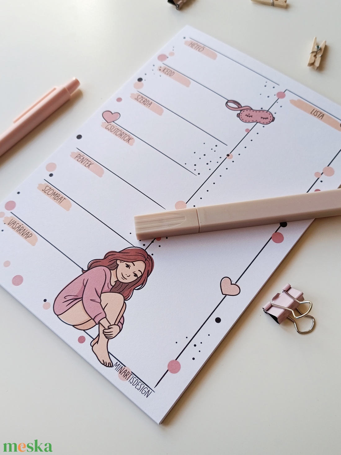 Heti tervező tömb - csajos virágos - otthon & életmód - papír, írószer - jegyzetfüzet & napló - Meska.hu