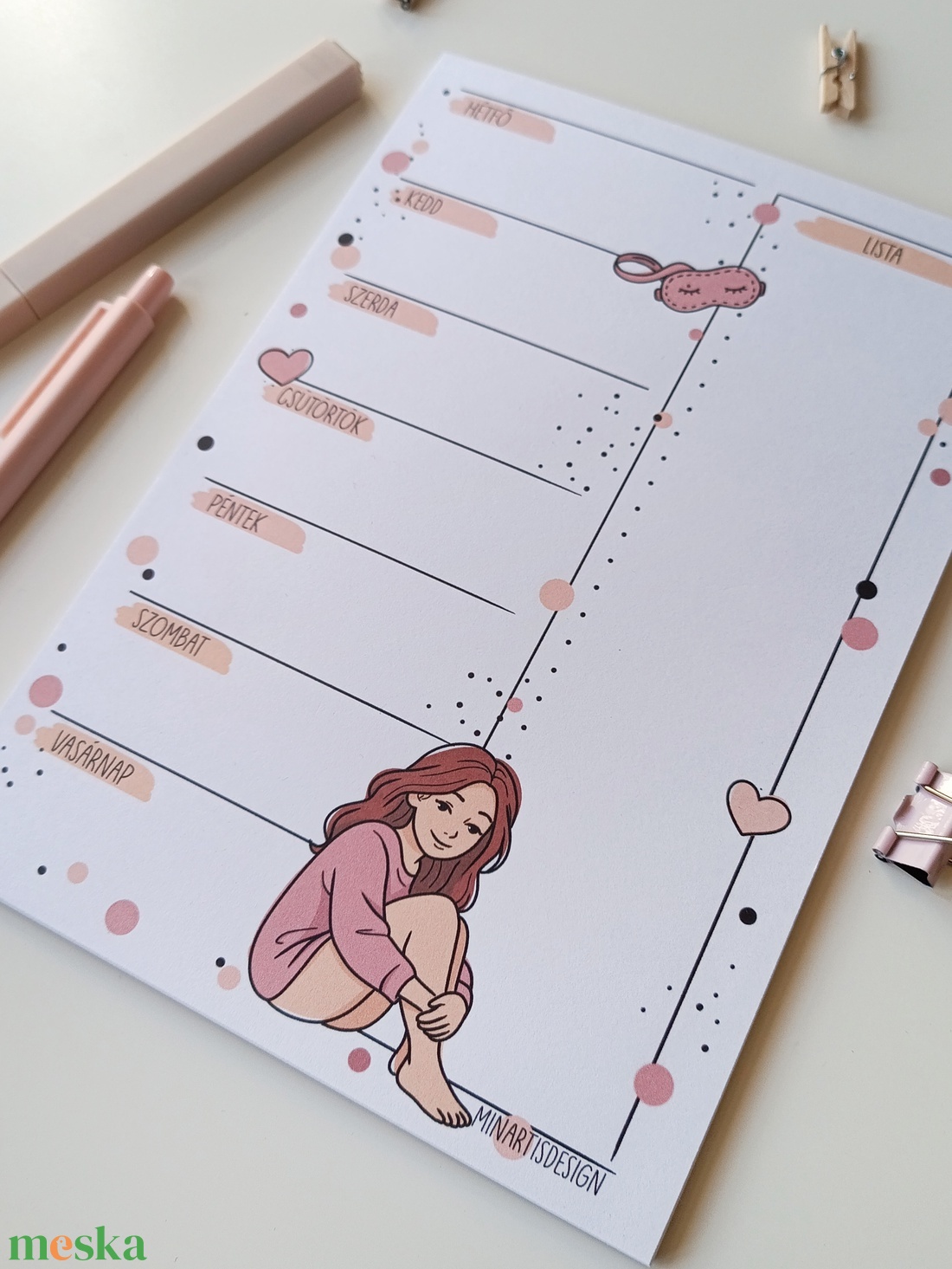 Heti tervező tömb - csajos virágos - otthon & életmód - papír, írószer - jegyzetfüzet & napló - Meska.hu