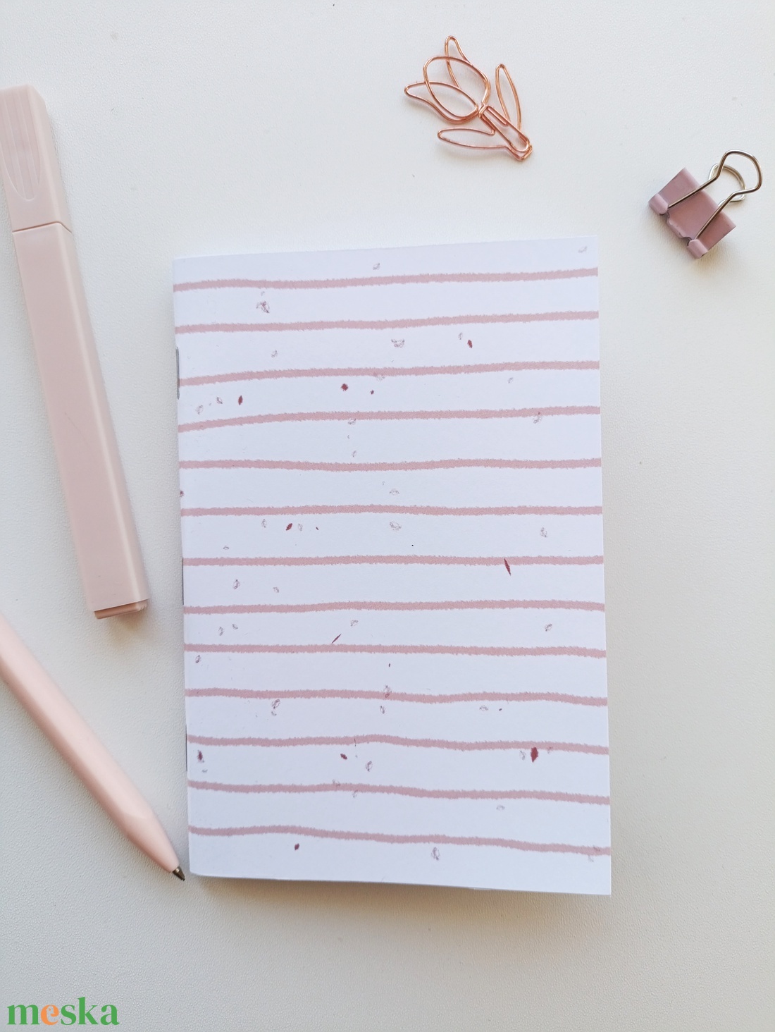 A6-os füzet pasztell rózsaszín csíkos - otthon & életmód - papír, írószer - jegyzetfüzet & napló - Meska.hu