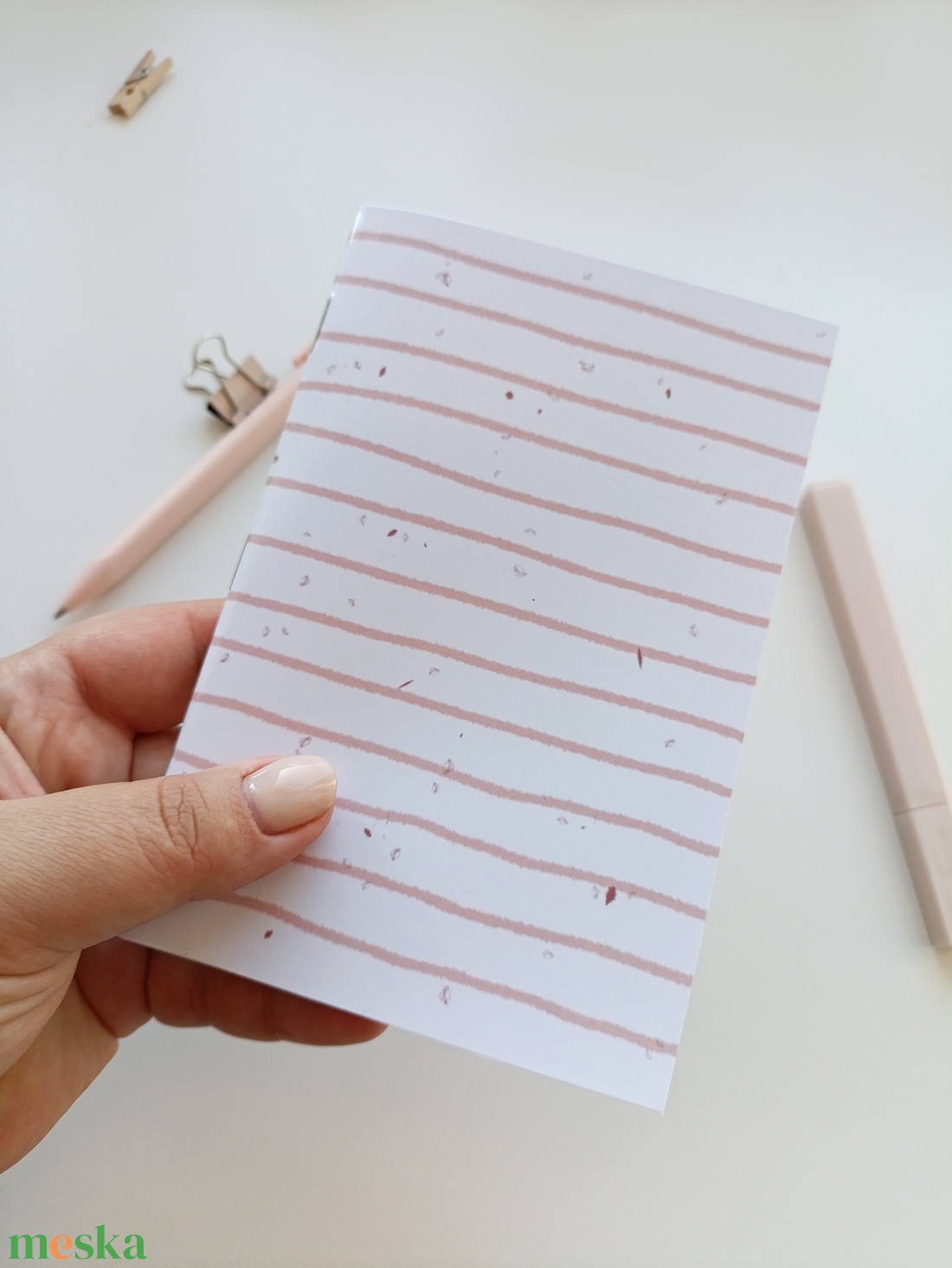A6-os füzet pasztell rózsaszín csíkos - otthon & életmód - papír, írószer - jegyzetfüzet & napló - Meska.hu