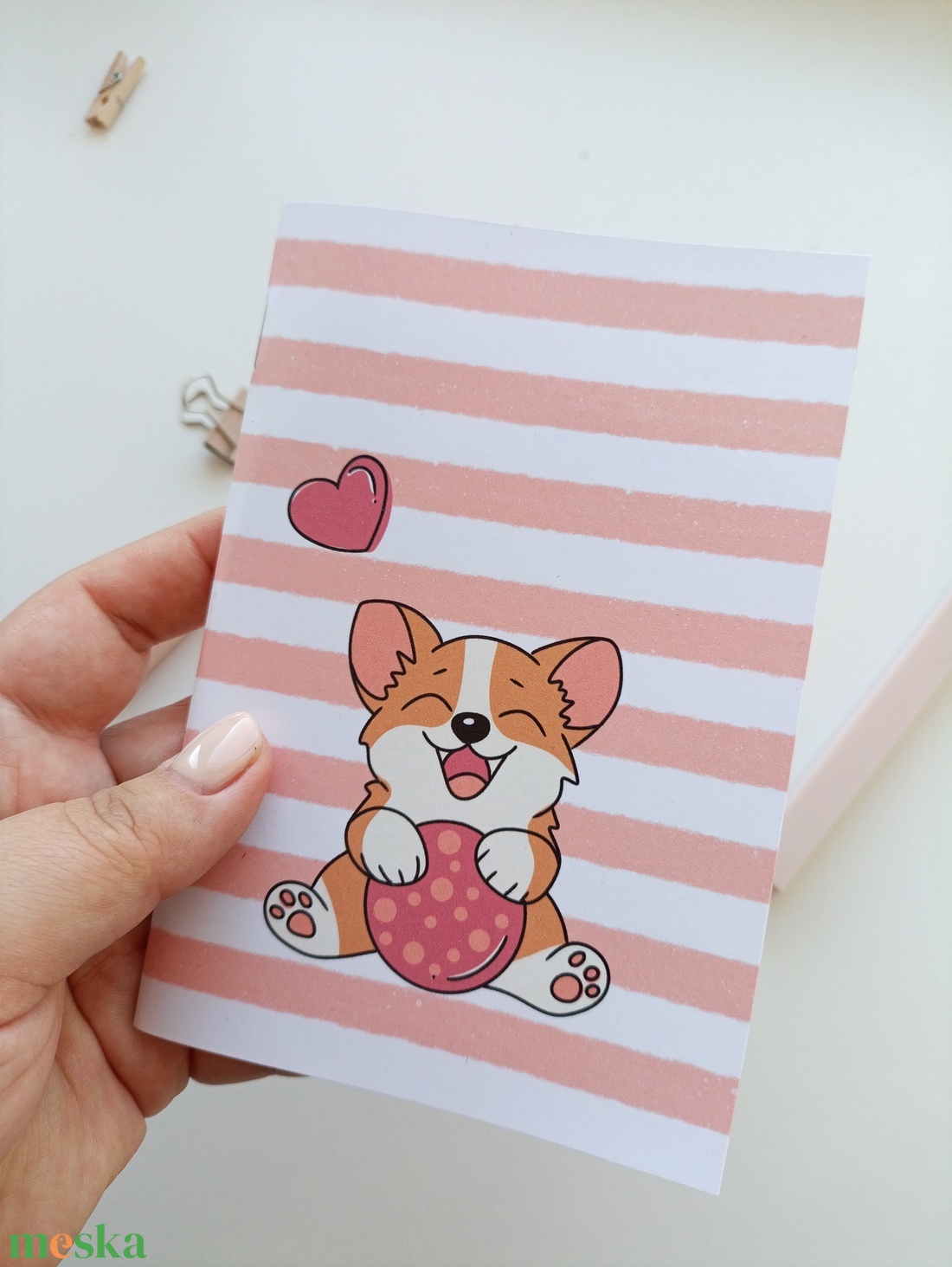A6-os füzet cuki corgi boritóval - otthon & életmód - papír, írószer - jegyzetfüzet & napló - Meska.hu