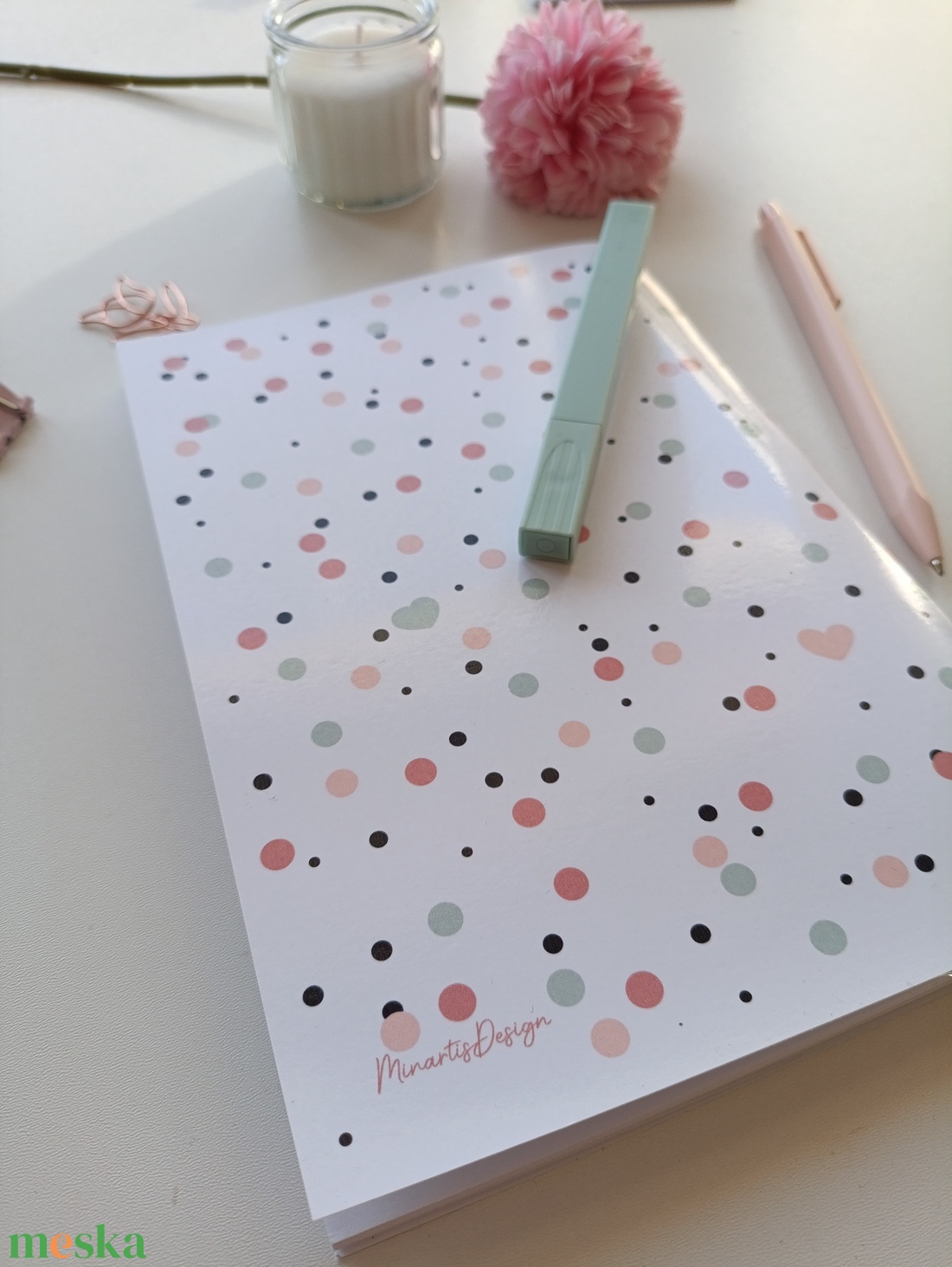 A5-os füzet pasztell pötyös - enjoy the little things - otthon & életmód - papír, írószer - jegyzetfüzet & napló - Meska.hu