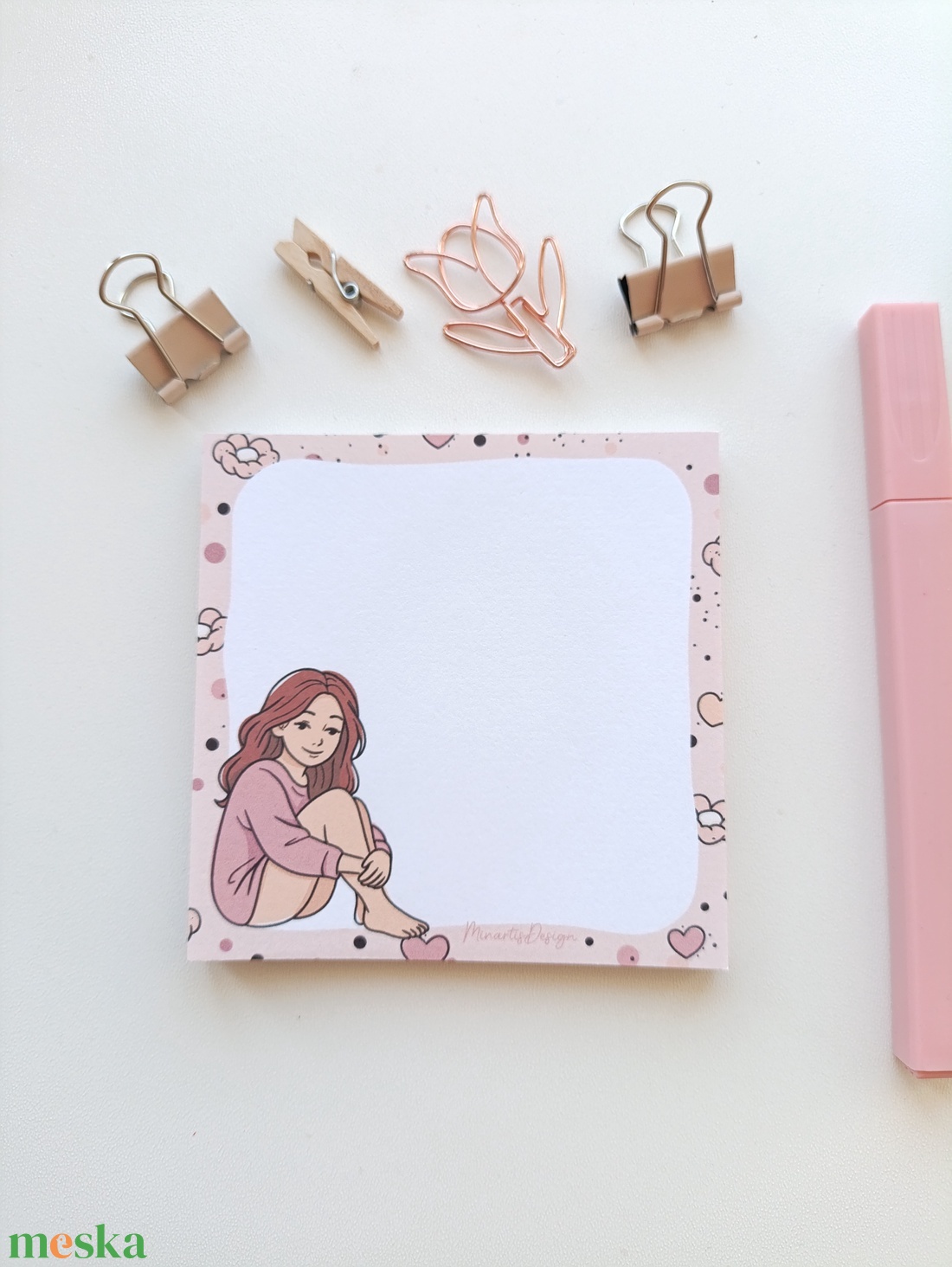 Csajos virágos jegyzettömb - 9x9 cm - otthon & életmód - papír, írószer - jegyzetfüzet & napló - Meska.hu