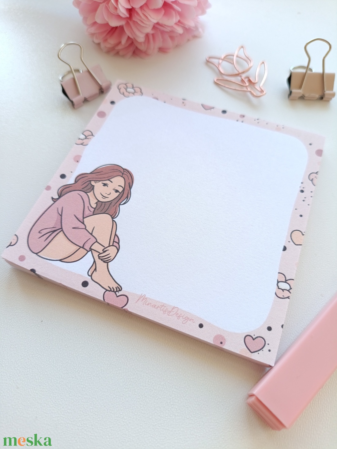 Csajos virágos jegyzettömb - 9x9 cm - otthon & életmód - papír, írószer - jegyzetfüzet & napló - Meska.hu