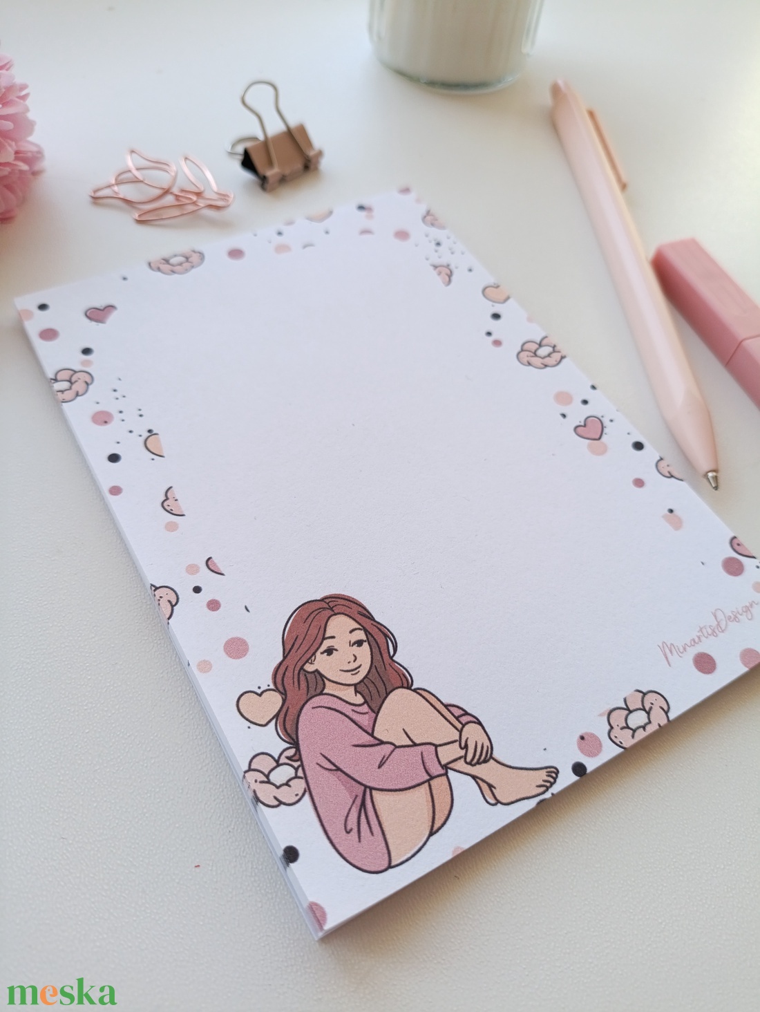 A6 os csajos virágos jegyzettömb  - otthon & életmód - papír, írószer - jegyzetfüzet & napló - Meska.hu