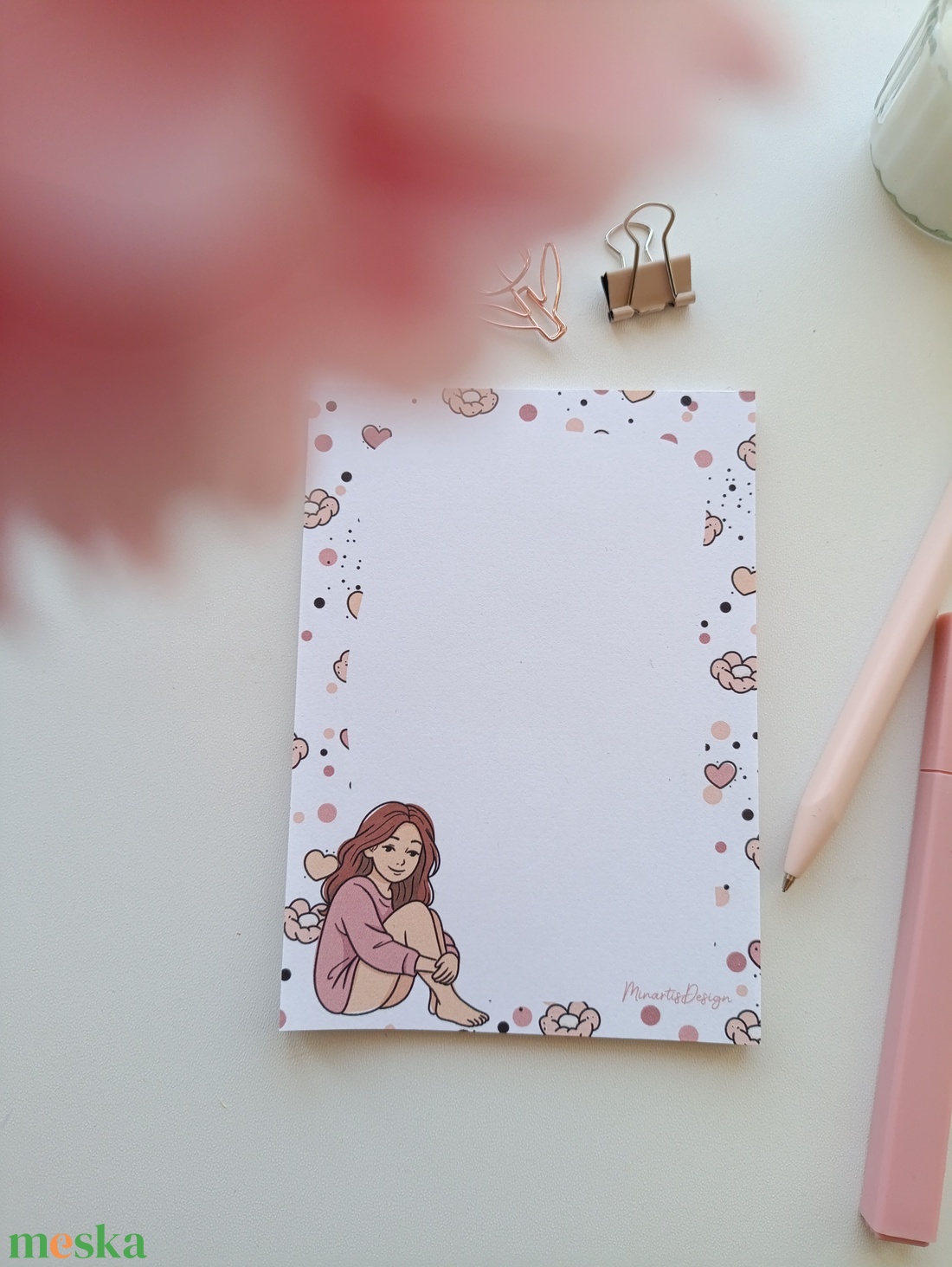 A6 os csajos virágos jegyzettömb  - otthon & életmód - papír, írószer - jegyzetfüzet & napló - Meska.hu