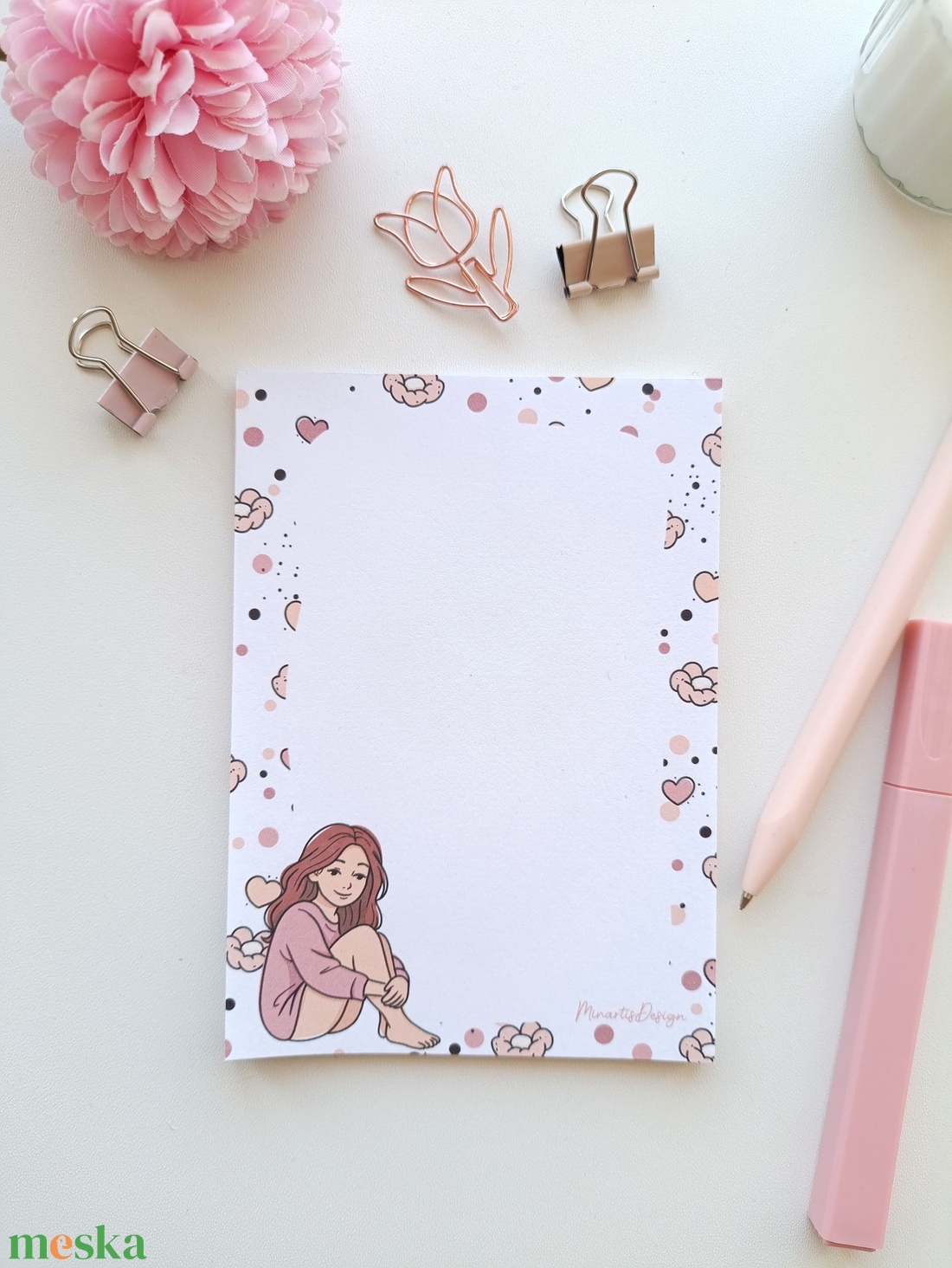 A6 os csajos virágos jegyzettömb  - otthon & életmód - papír, írószer - jegyzetfüzet & napló - Meska.hu