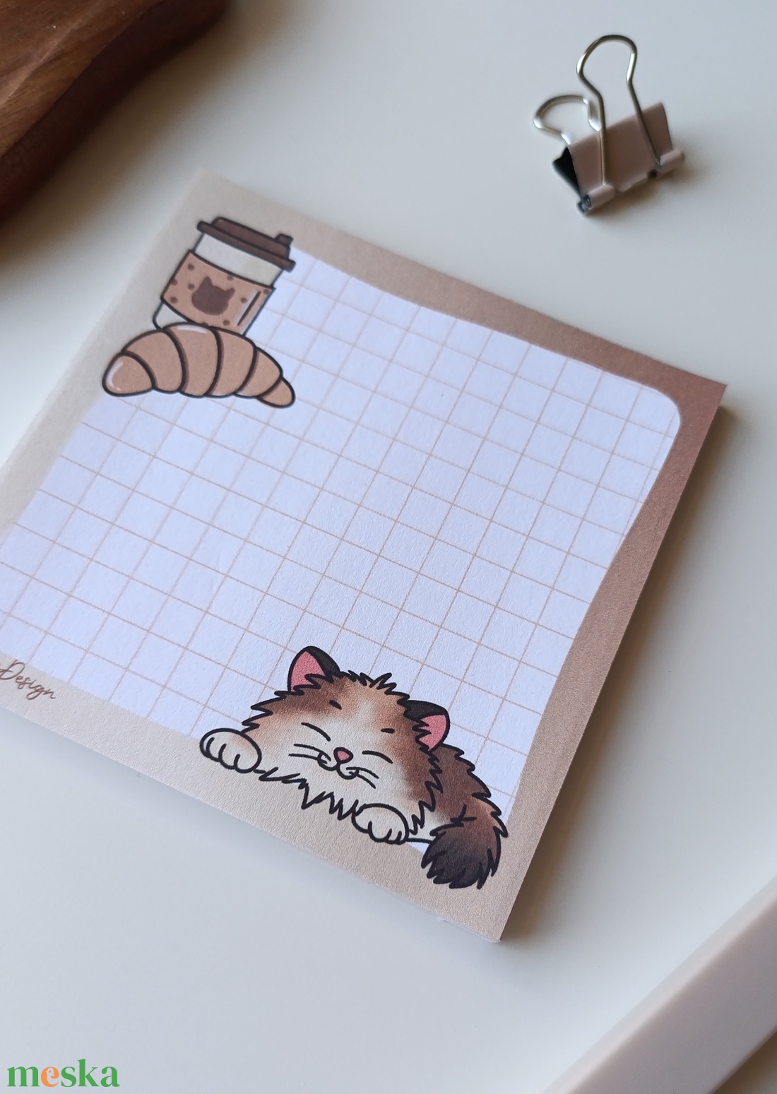 Cicás kávés jegyzettömb - 9x9 cm - otthon & életmód - papír, írószer - jegyzetfüzet & napló - Meska.hu