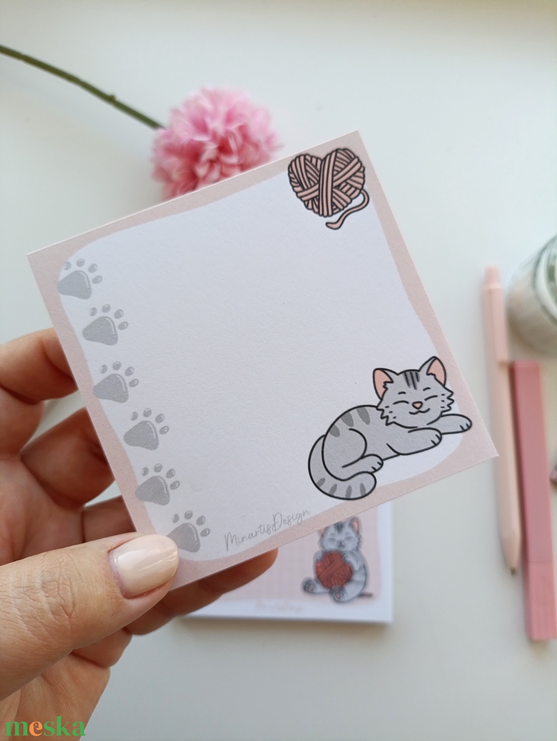 Cicás mancsos jegyzettömb - 9x9 cm - otthon & életmód - papír, írószer - jegyzetfüzet & napló - Meska.hu