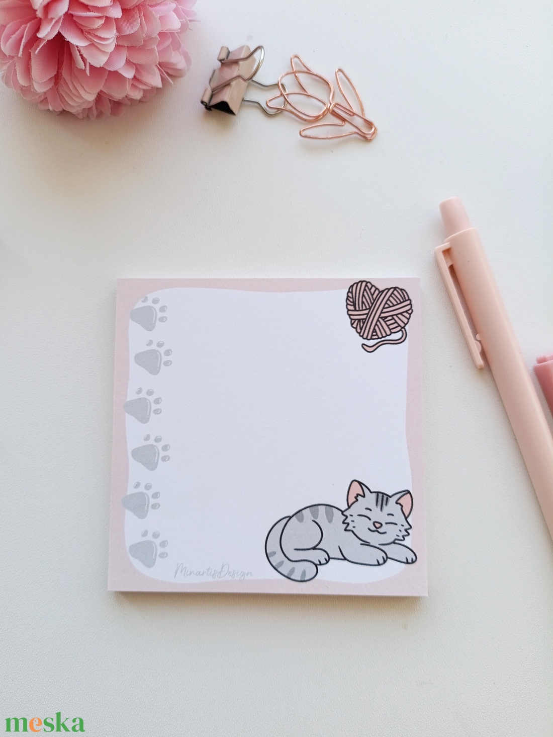 Cicás mancsos jegyzettömb - 9x9 cm - otthon & életmód - papír, írószer - jegyzetfüzet & napló - Meska.hu