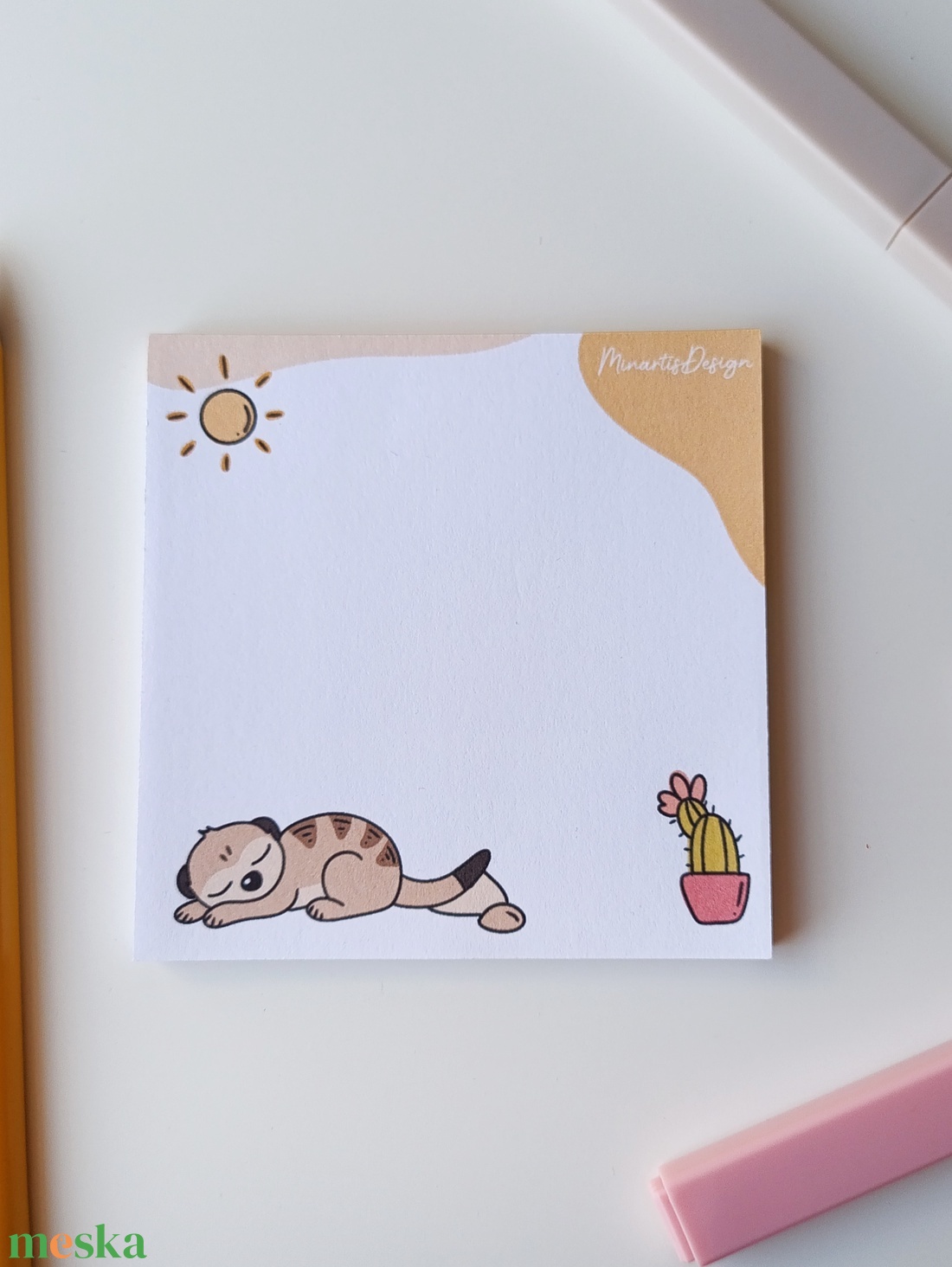 Szurikátás jegyzettömb - 9x9 cm - otthon & életmód - papír, írószer - jegyzetfüzet & napló - Meska.hu