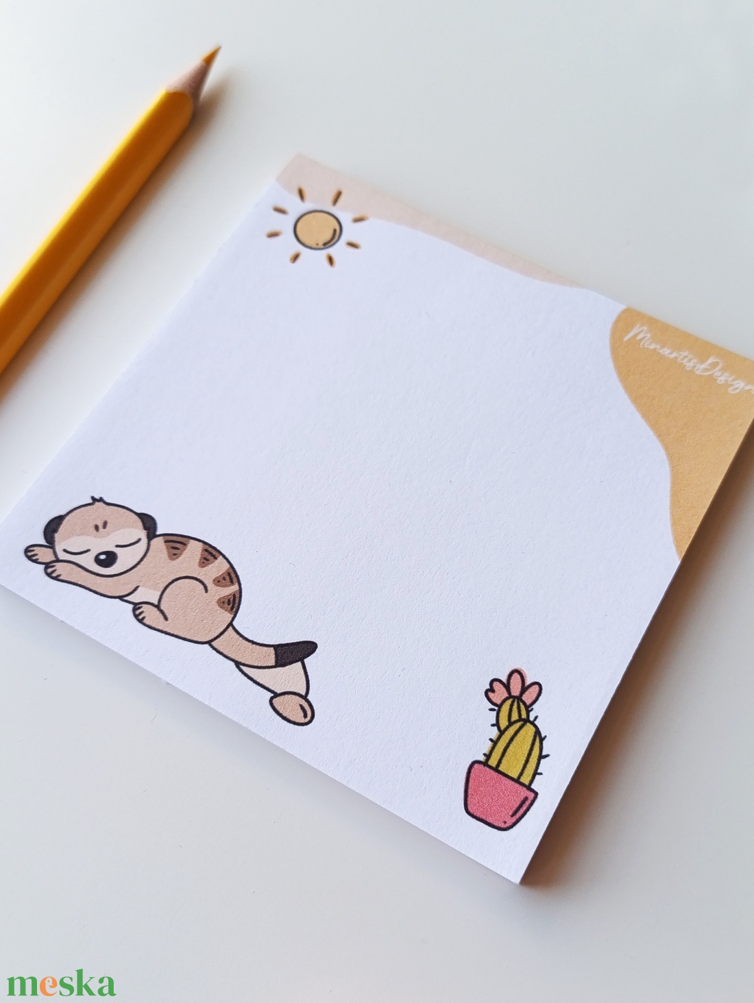 Szurikátás jegyzettömb - 9x9 cm - otthon & életmód - papír, írószer - jegyzetfüzet & napló - Meska.hu