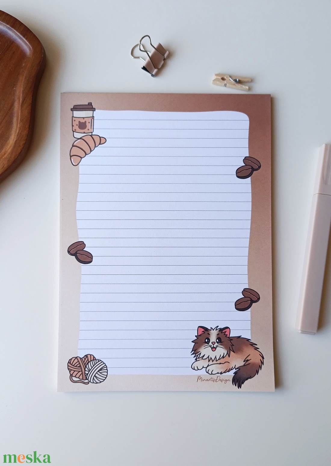 A5 jegyzettömb cicás kávés grafikával 25 lap / 50 lap - otthon & életmód - papír, írószer - jegyzetfüzet & napló - Meska.hu