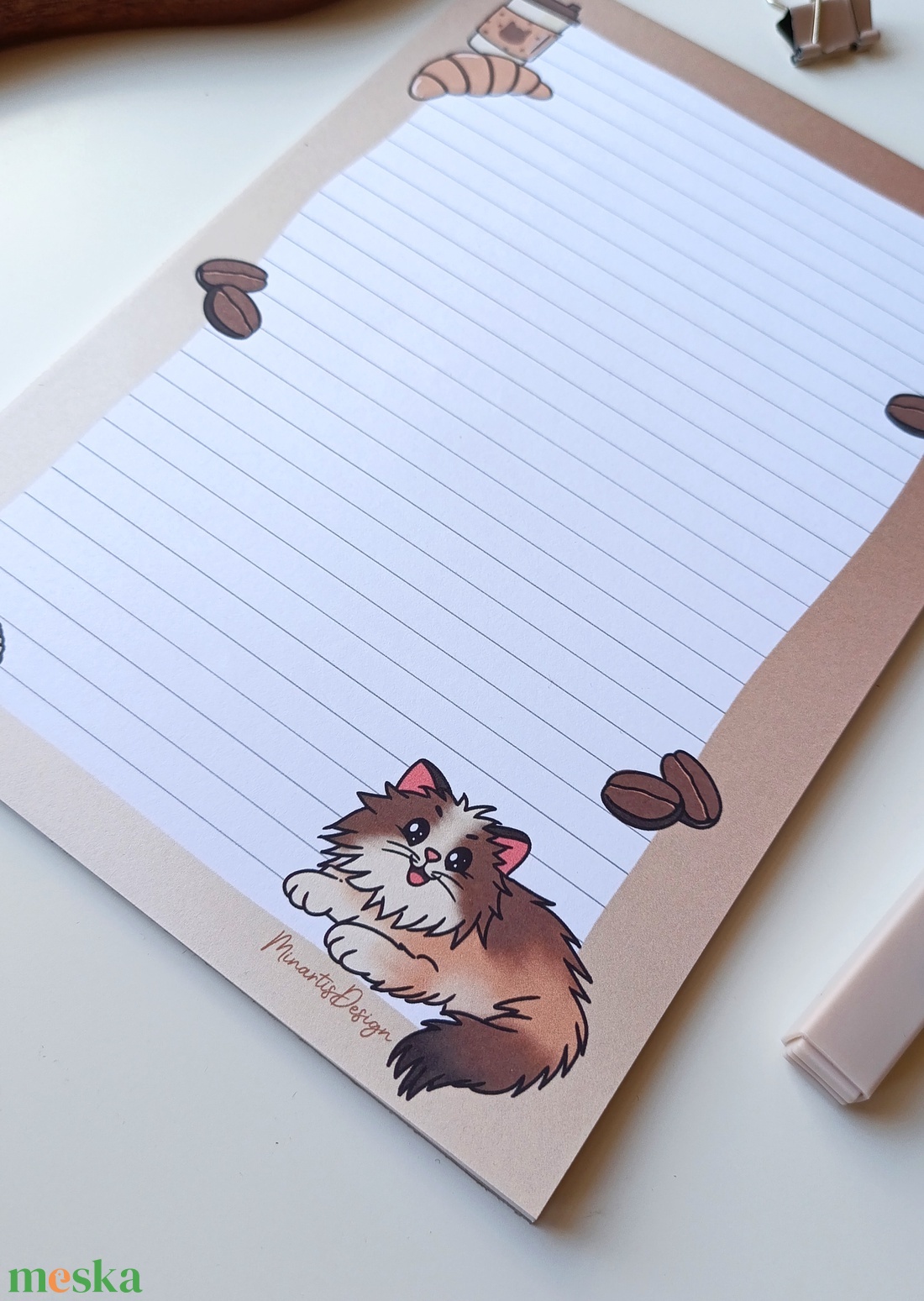 A5 jegyzettömb cicás kávés grafikával 25 lap / 50 lap - otthon & életmód - papír, írószer - jegyzetfüzet & napló - Meska.hu