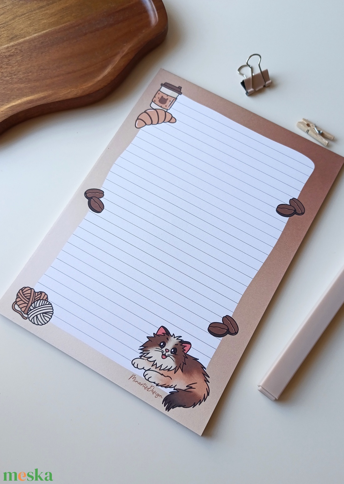 A5 jegyzettömb cicás kávés grafikával 25 lap / 50 lap - otthon & életmód - papír, írószer - jegyzetfüzet & napló - Meska.hu