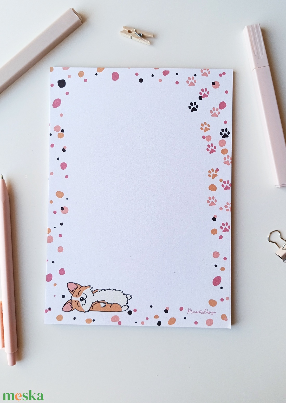 A5 jegyzettömb corgis grafikával 25 lap / 50 lap - otthon & életmód - papír, írószer - jegyzetfüzet & napló - Meska.hu