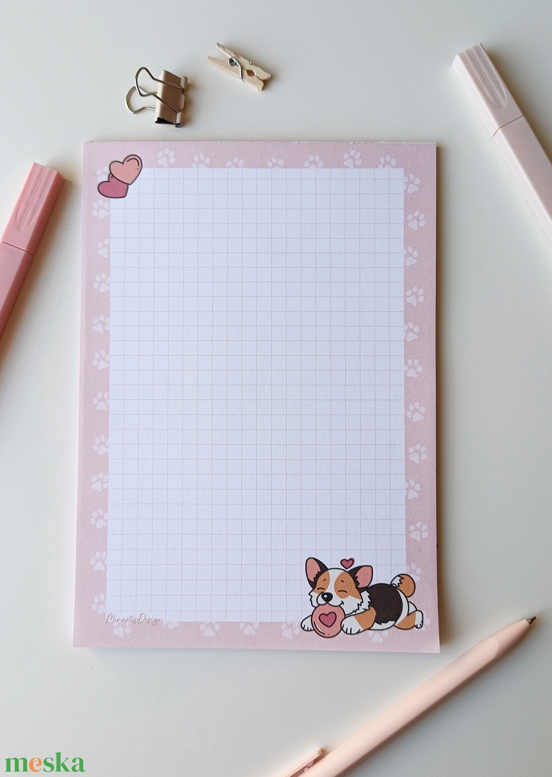A5 jegyzettömb corgis grafikával 25 lap / 50 lap - otthon & életmód - papír, írószer - jegyzetfüzet & napló - Meska.hu