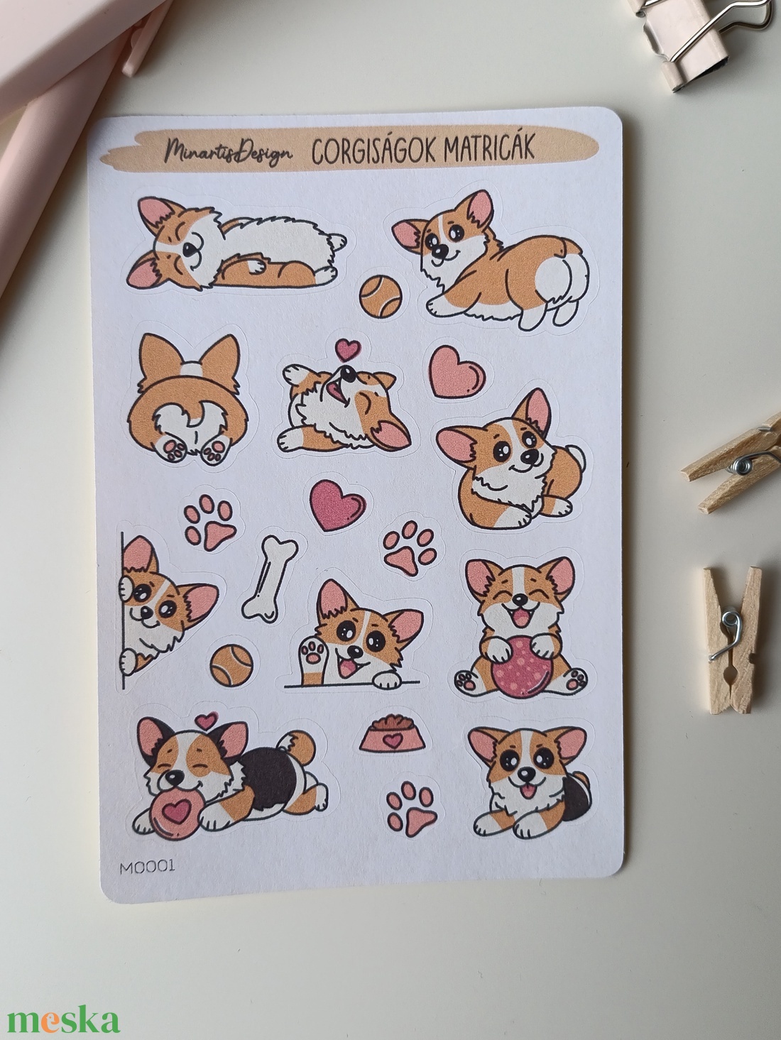 Matricaív - cuki corgik - otthon & életmód - papír, írószer - matrica, matrica csomag - Meska.hu