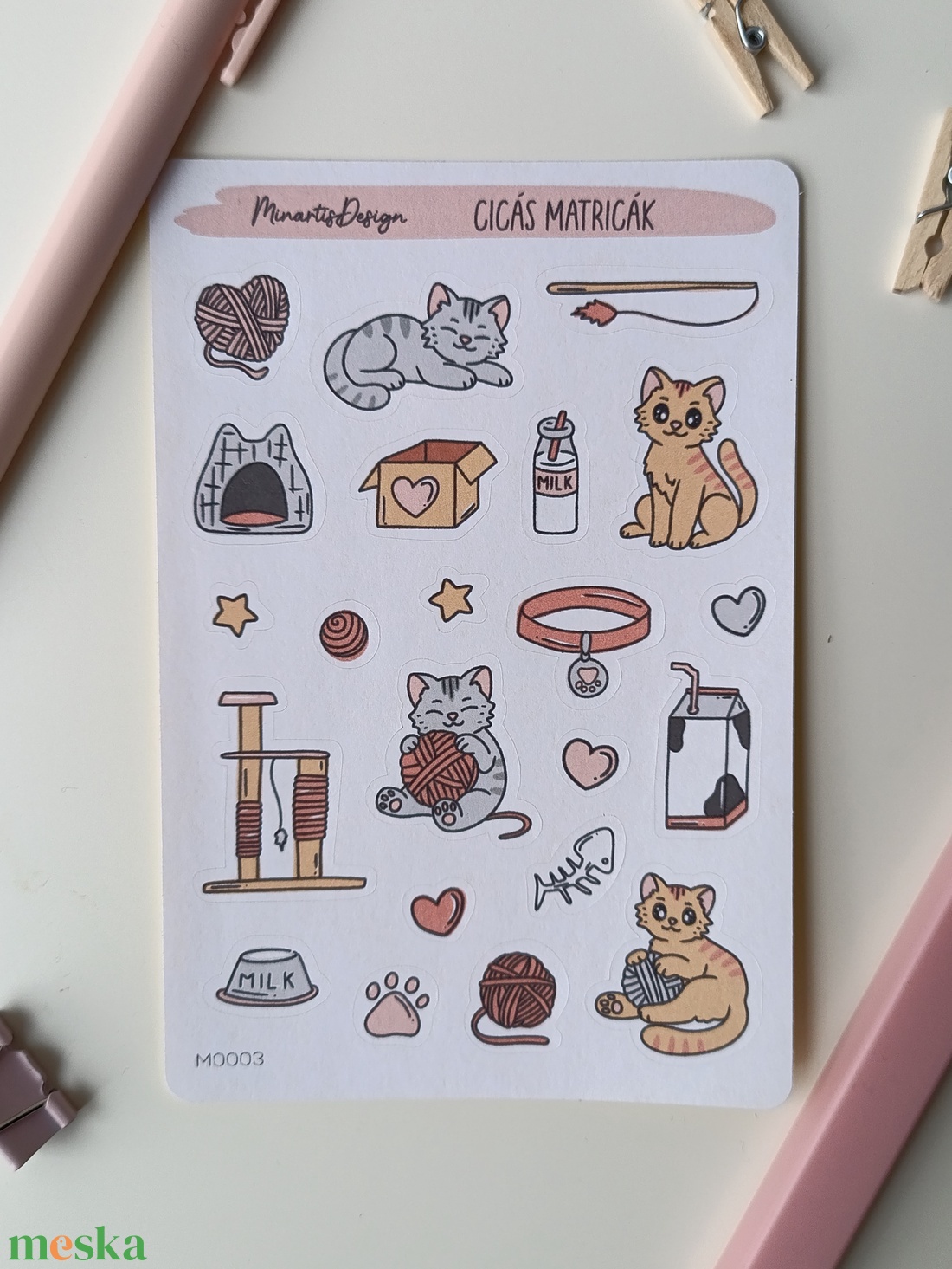 Matricaív - cuki cicás - otthon & életmód - papír, írószer - matrica, matrica csomag - Meska.hu