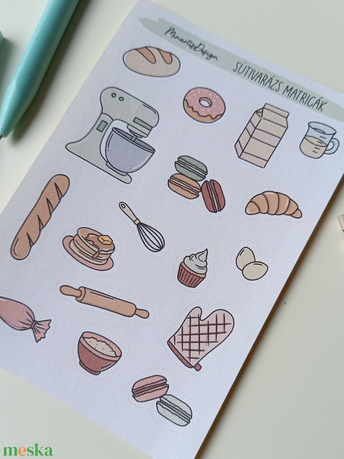 Matricaív - sütemény, konyha - otthon & életmód - papír, írószer - matrica, matrica csomag - Meska.hu
