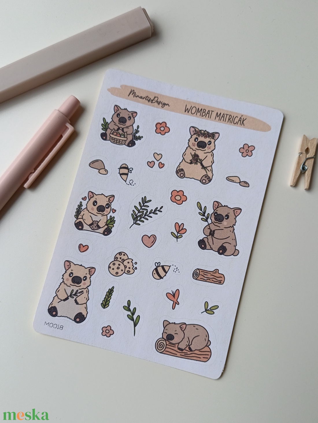 Matricaív - wombat - otthon & életmód - papír, írószer - matrica, matrica csomag - Meska.hu