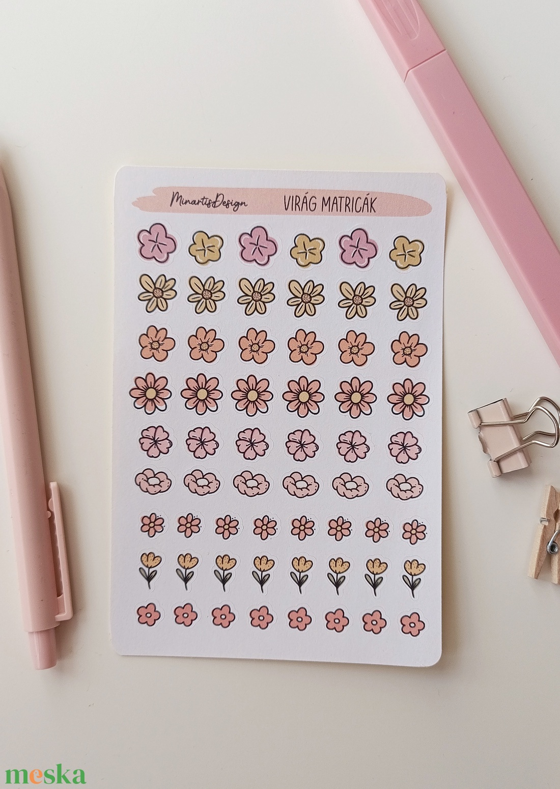Matricaív - virág válogatás - otthon & életmód - papír, írószer - matrica, matrica csomag - Meska.hu