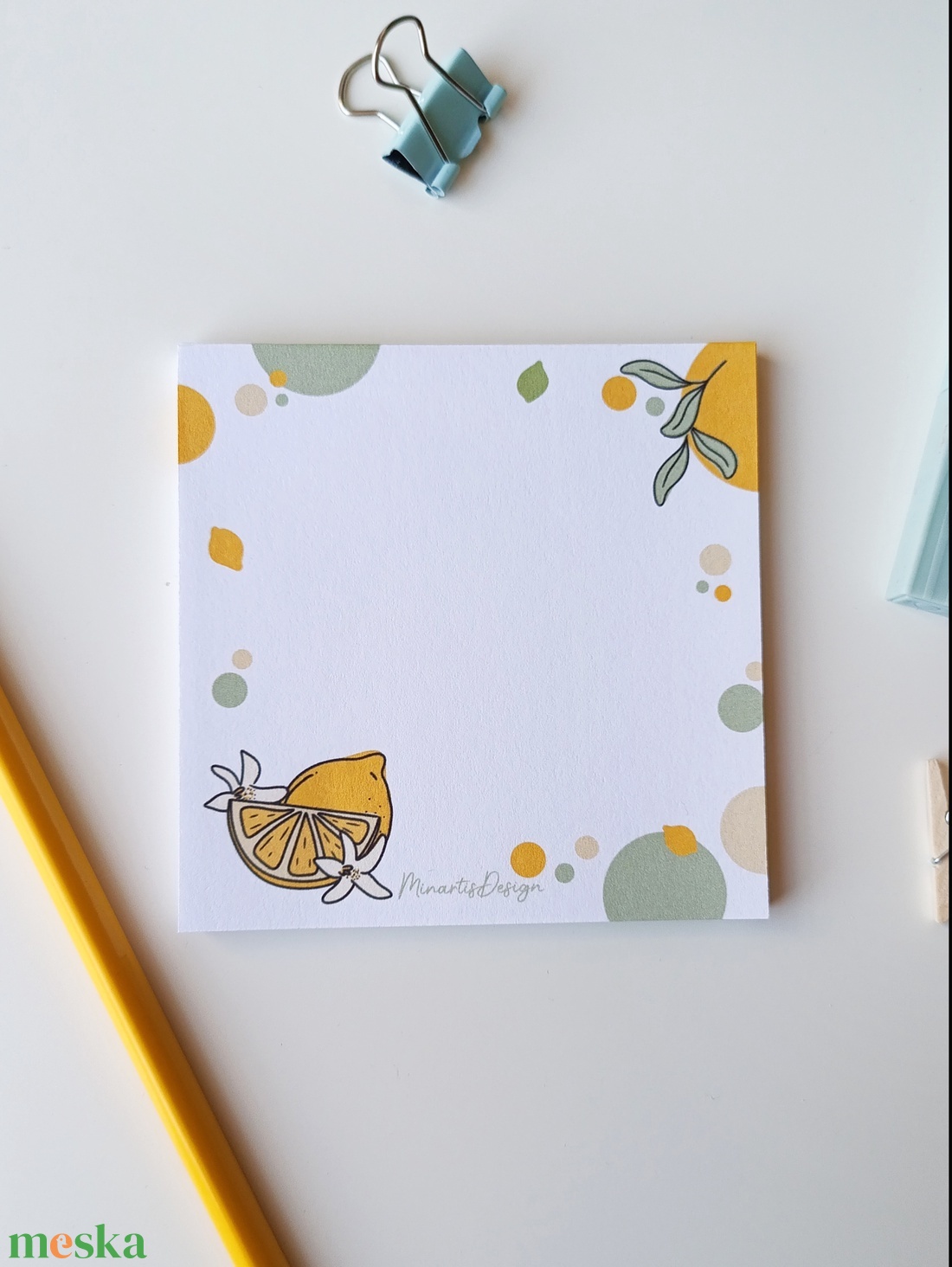 Citrom mintás  jegyzettömb - 9x9 cm - otthon & életmód - papír, írószer - jegyzetfüzet & napló - Meska.hu