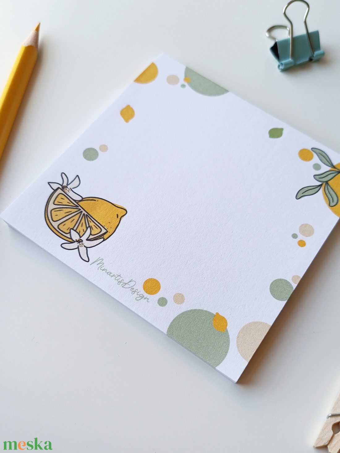 Citrom mintás  jegyzettömb - 9x9 cm - otthon & életmód - papír, írószer - jegyzetfüzet & napló - Meska.hu