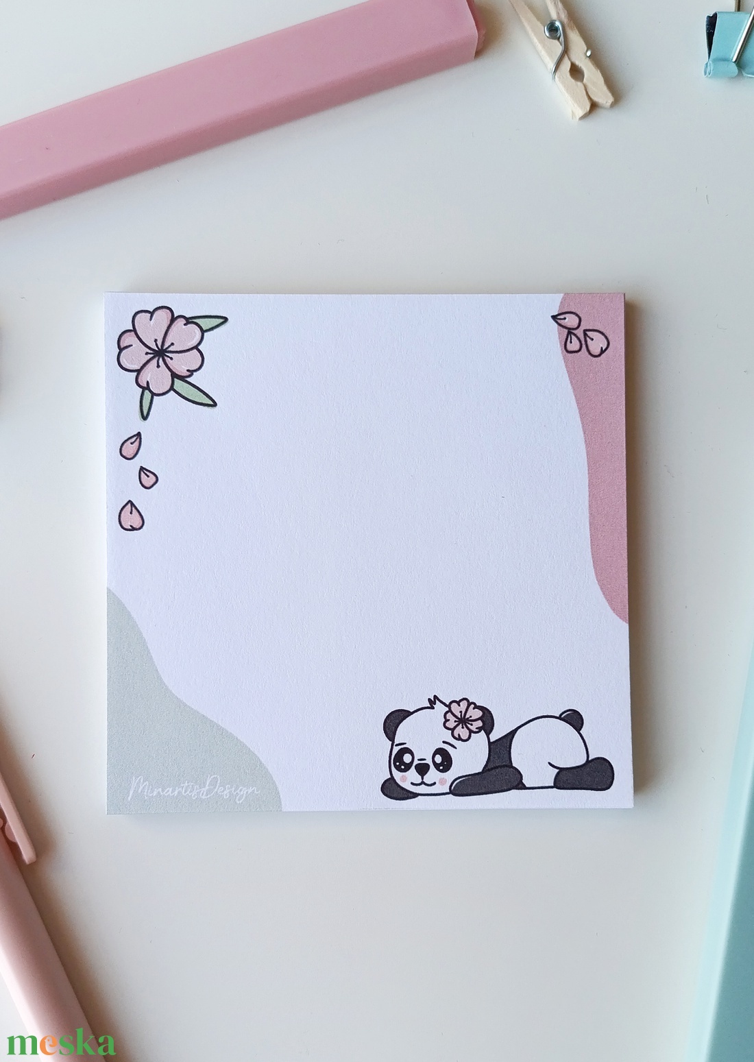 Pandás jegyzettömb - 9x9 cm - otthon & életmód - papír, írószer - jegyzetfüzet & napló - Meska.hu