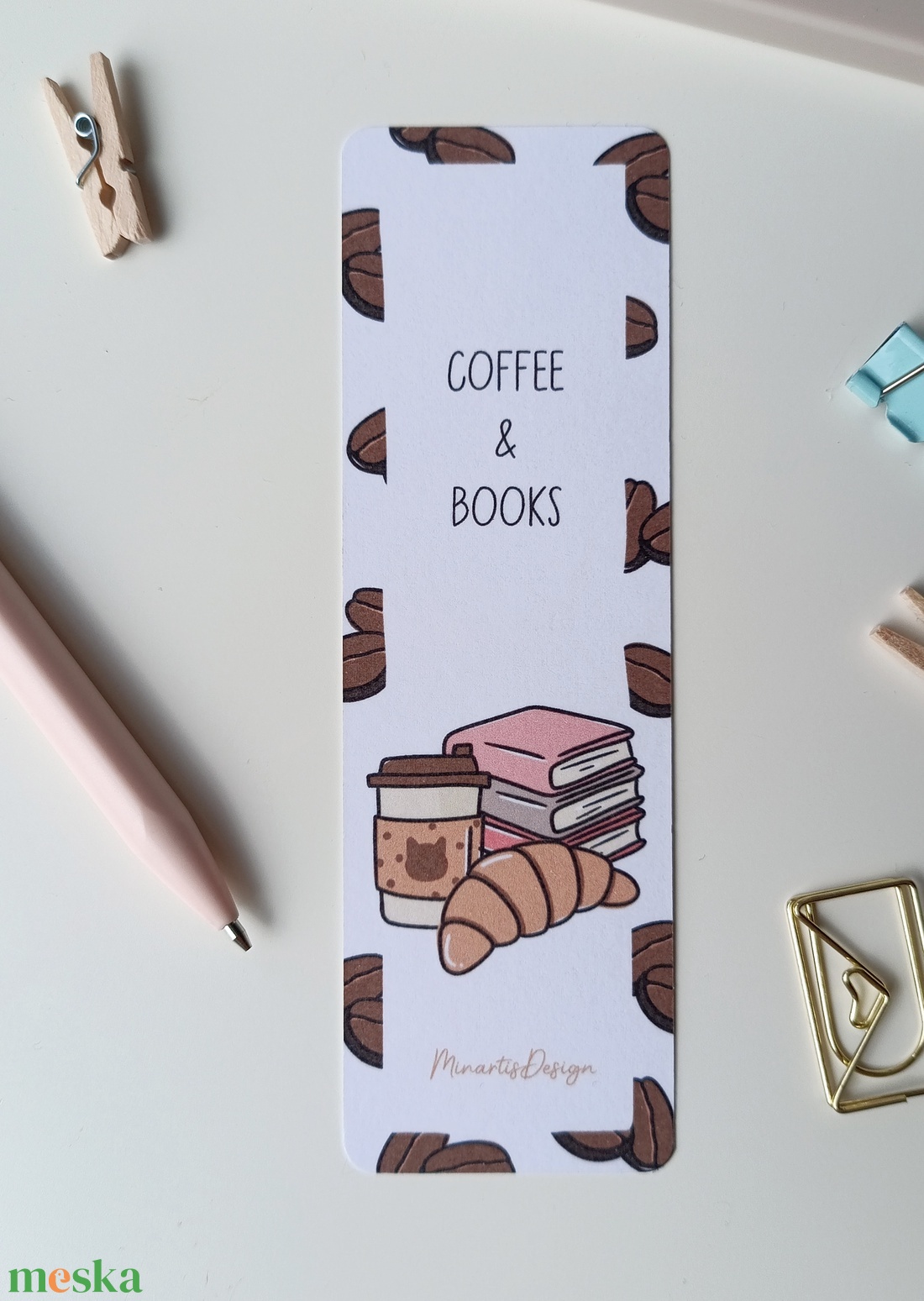 Kávés, könyvmolyos könyvjelző - könyv & zene - könyvjelző - Meska.hu