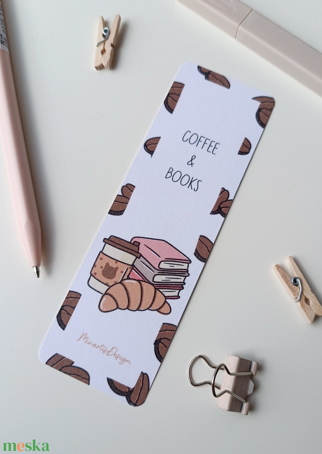 Kávés, könyvmolyos könyvjelző - könyv & zene - könyvjelző - Meska.hu