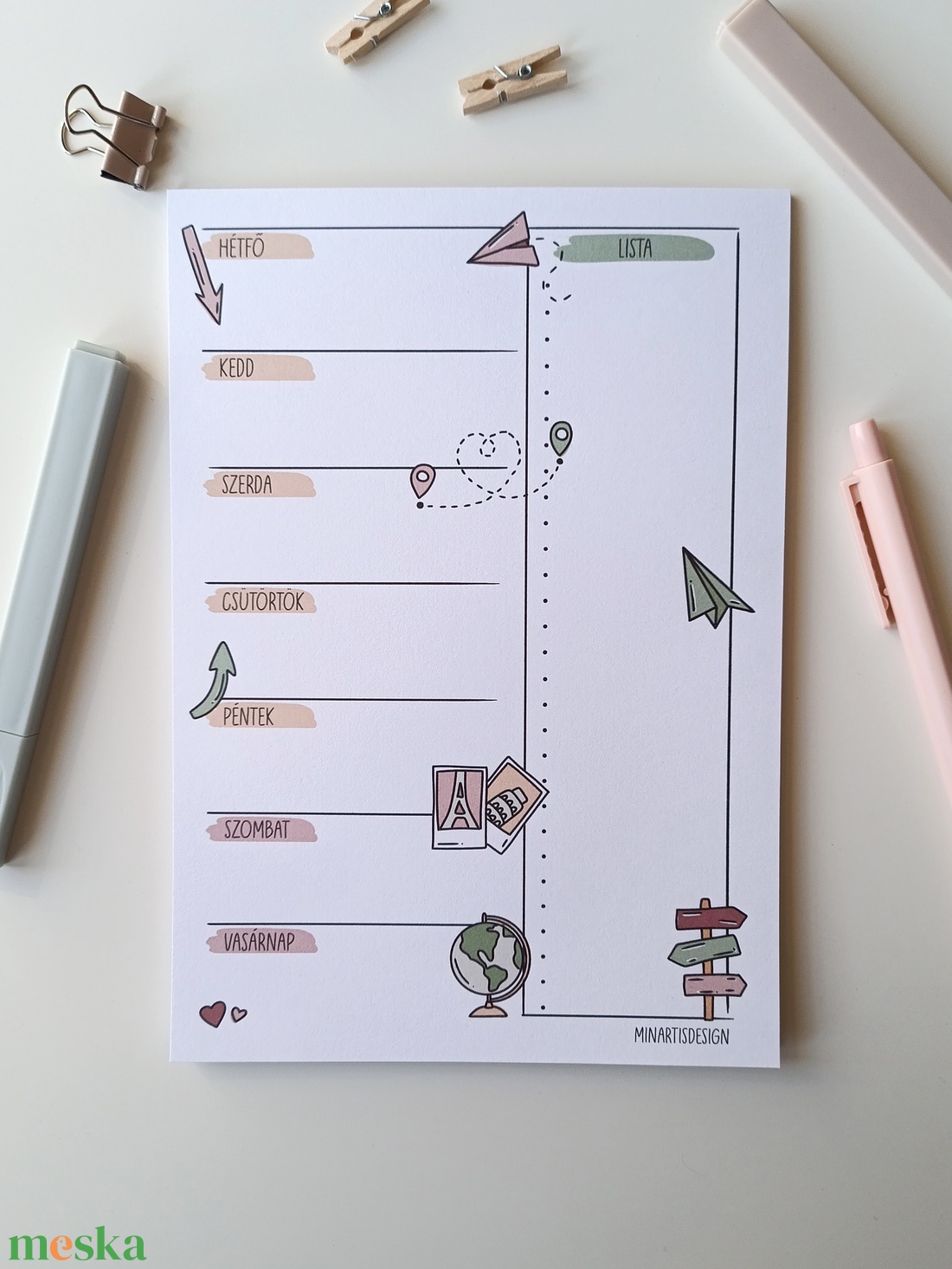 Heti tervező tömb - utazós / travel - otthon & életmód - papír, írószer - jegyzetfüzet & napló - Meska.hu