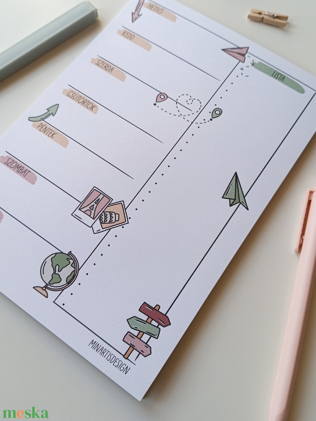 Heti tervező tömb - utazós / travel - otthon & életmód - papír, írószer - jegyzetfüzet & napló - Meska.hu