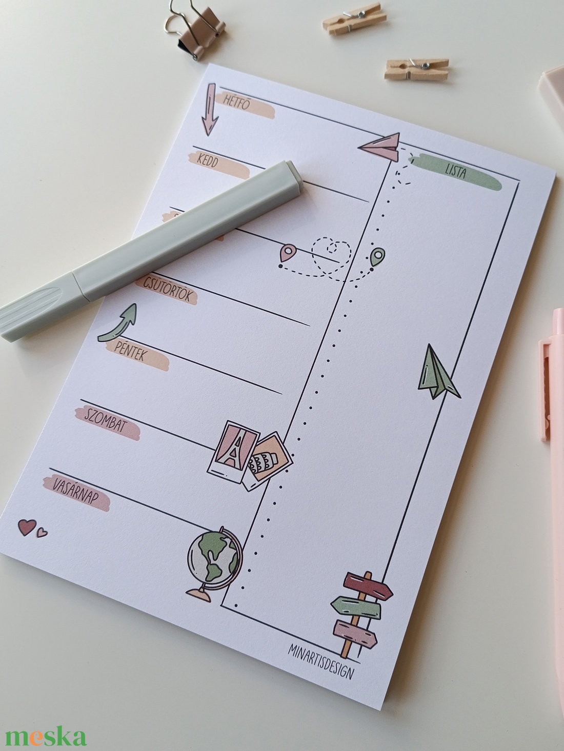 Heti tervező tömb - utazós / travel - otthon & életmód - papír, írószer - jegyzetfüzet & napló - Meska.hu